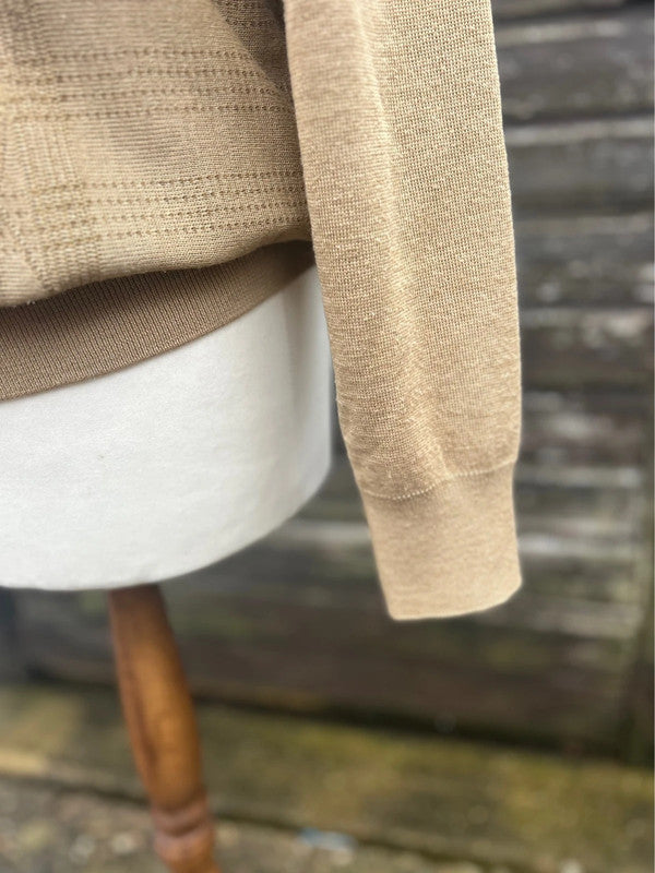 Vintage 1970s Gabicci Soulboy Style Northen Soul Beige Jumper Large