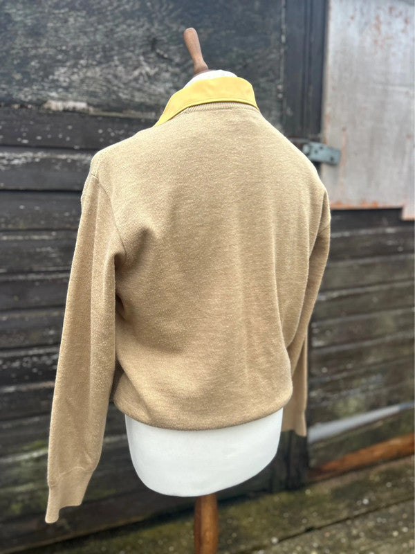 Vintage 1970s Gabicci Soulboy Style Northen Soul Beige Jumper Large