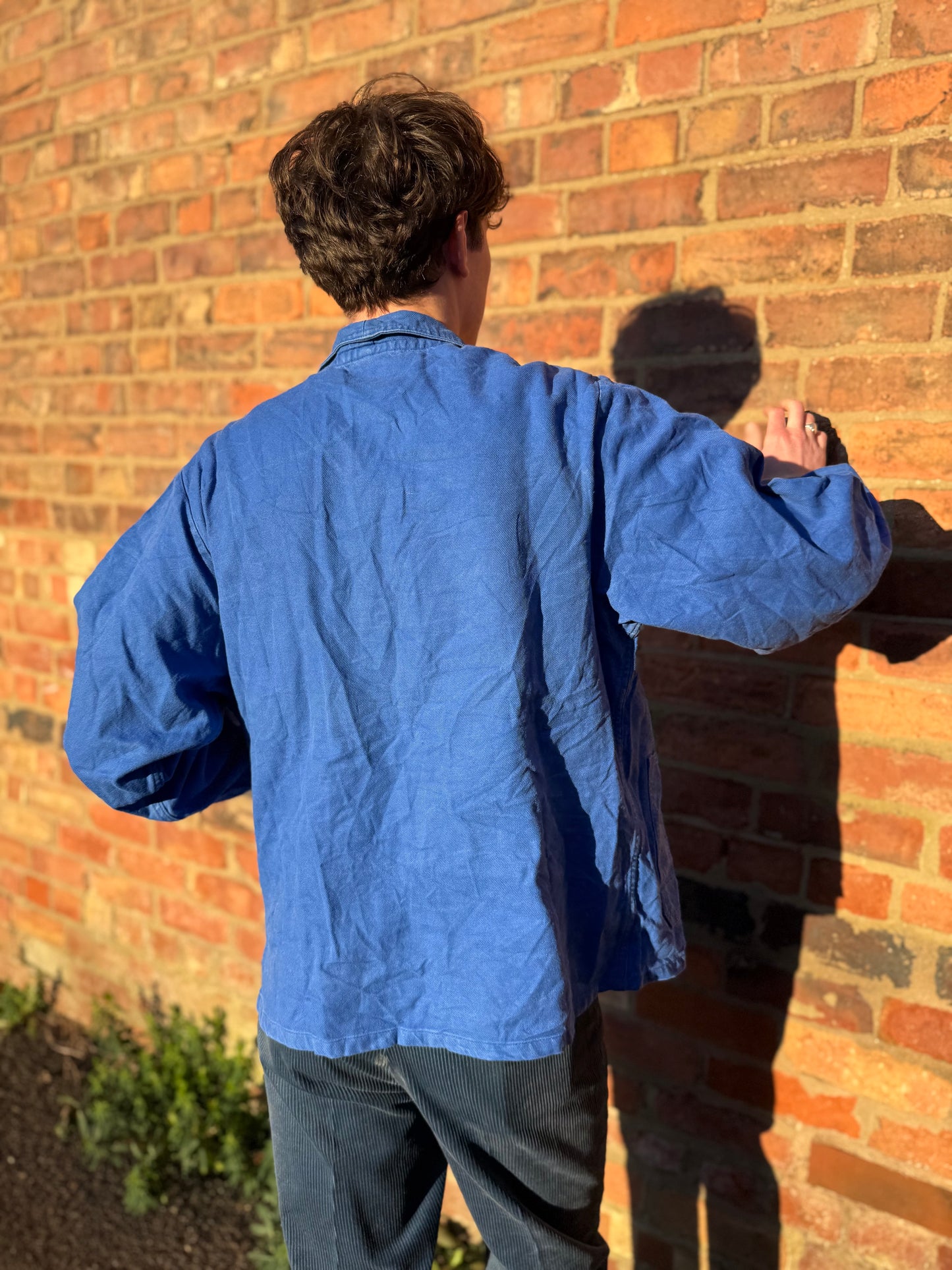 Vintage European Work Jacket Embroidered Symbol Classic Utility Shirt Jacket Large