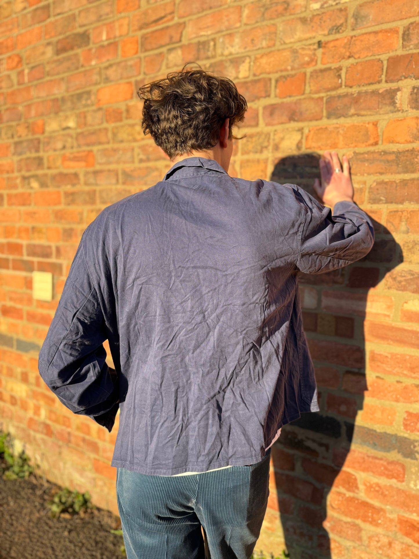 Vintage Faded European Work Jacket Classic Utility Style Multiple Pockets Large