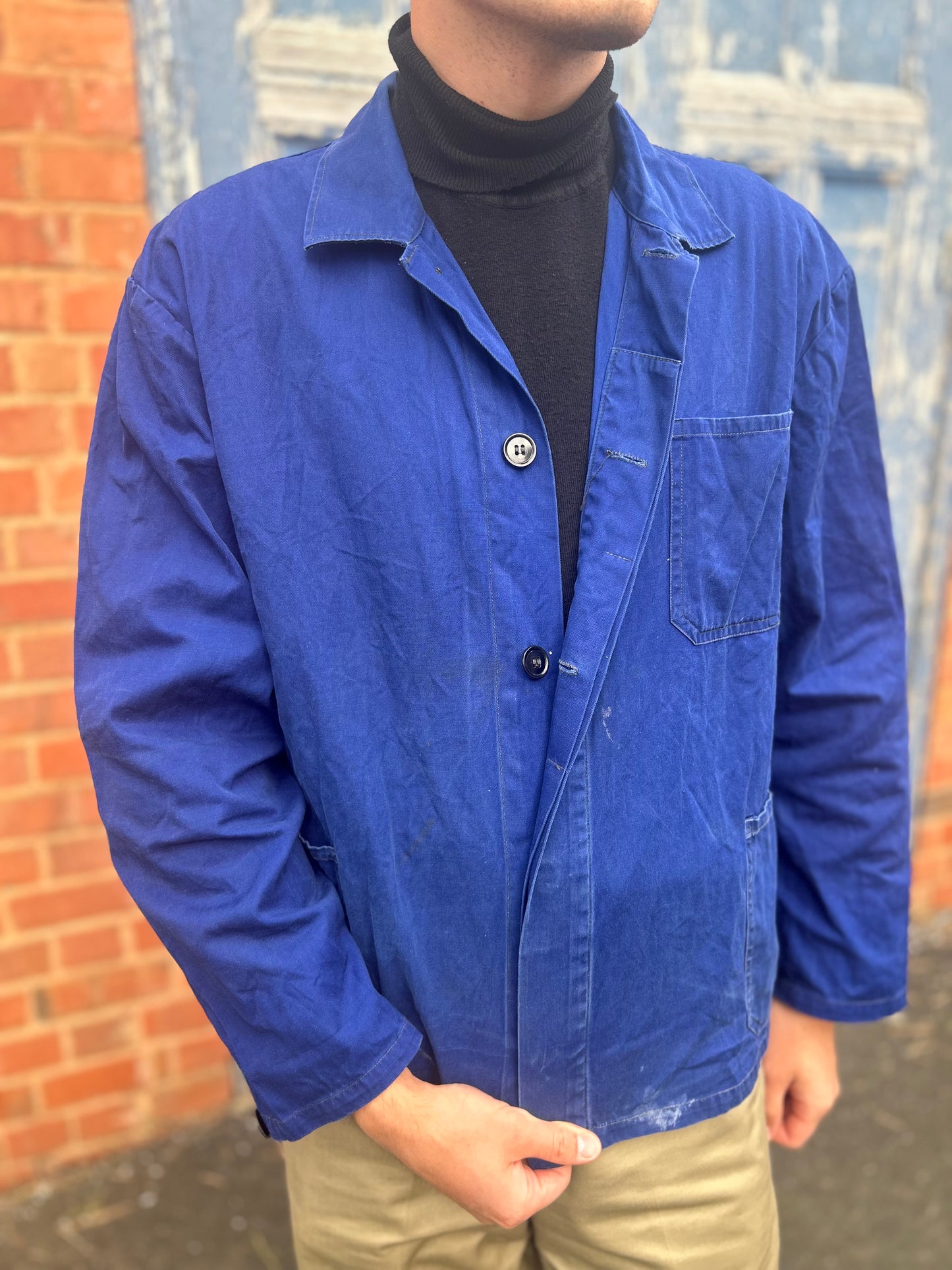 Vintage European Work Wear Deep Blue Chore Jacket Medium