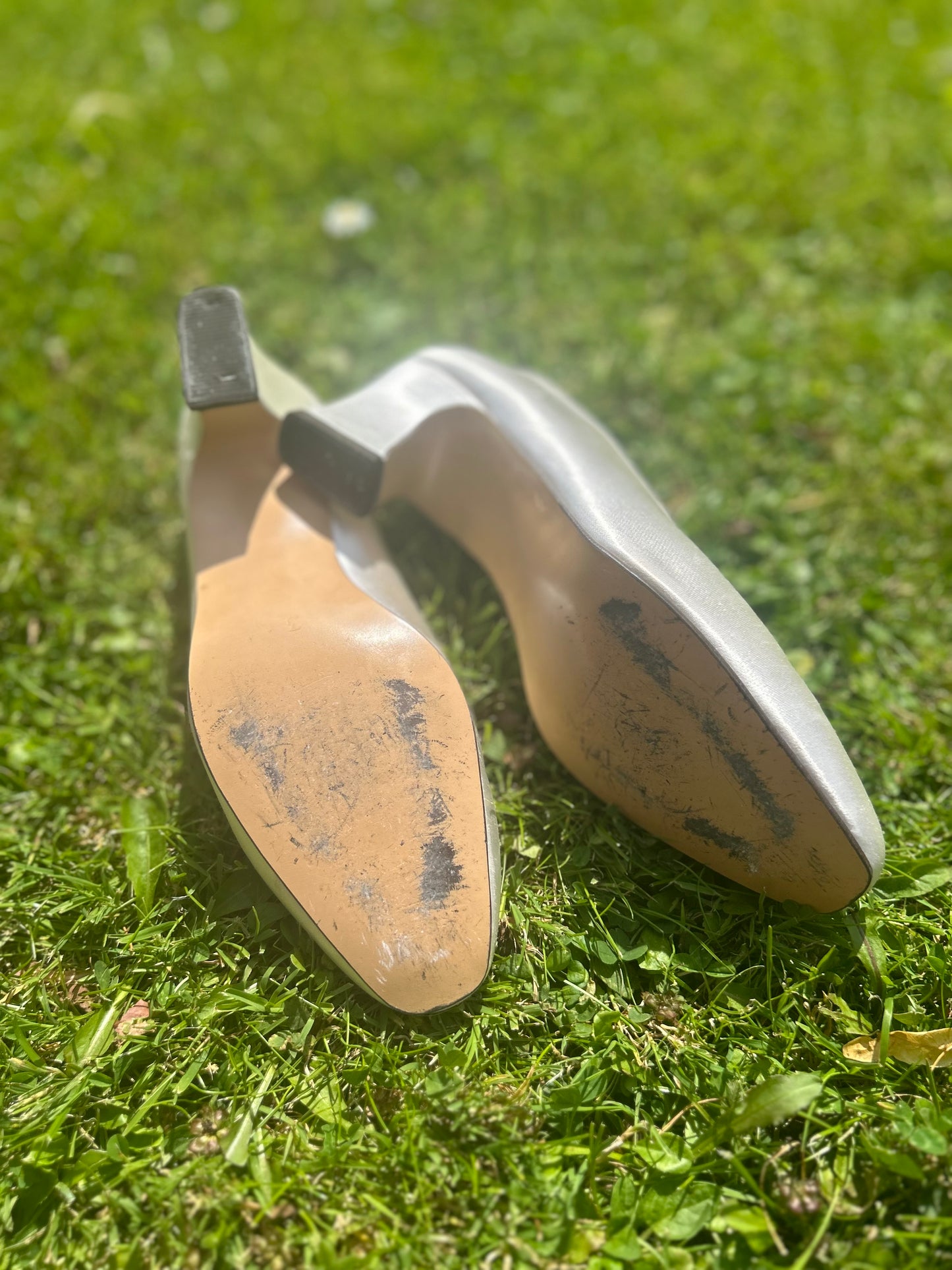 1950s Style Bridal Satin Block Heels Size 3
