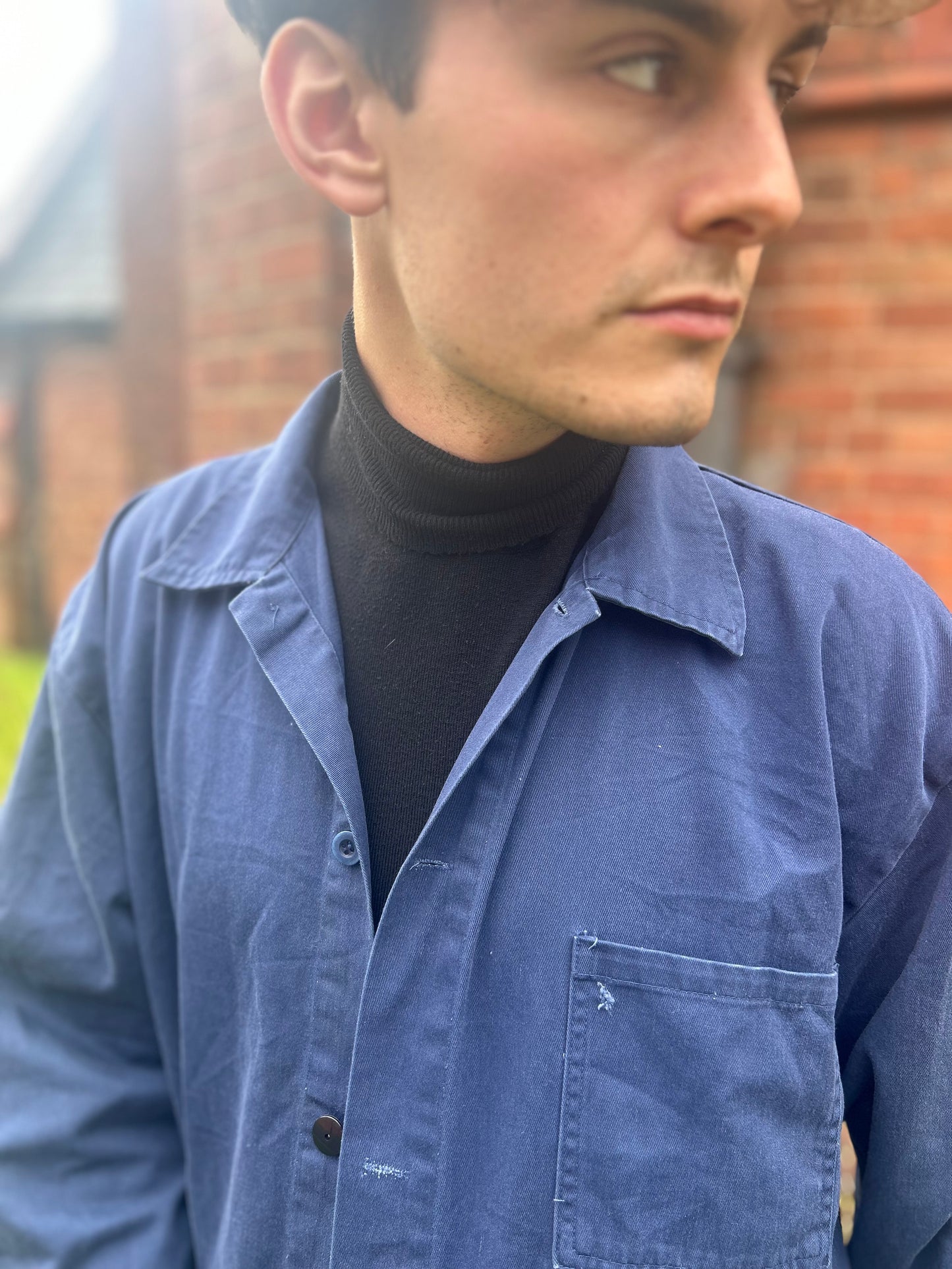 Vintage European Work Wear Blue Chore Jacket Large