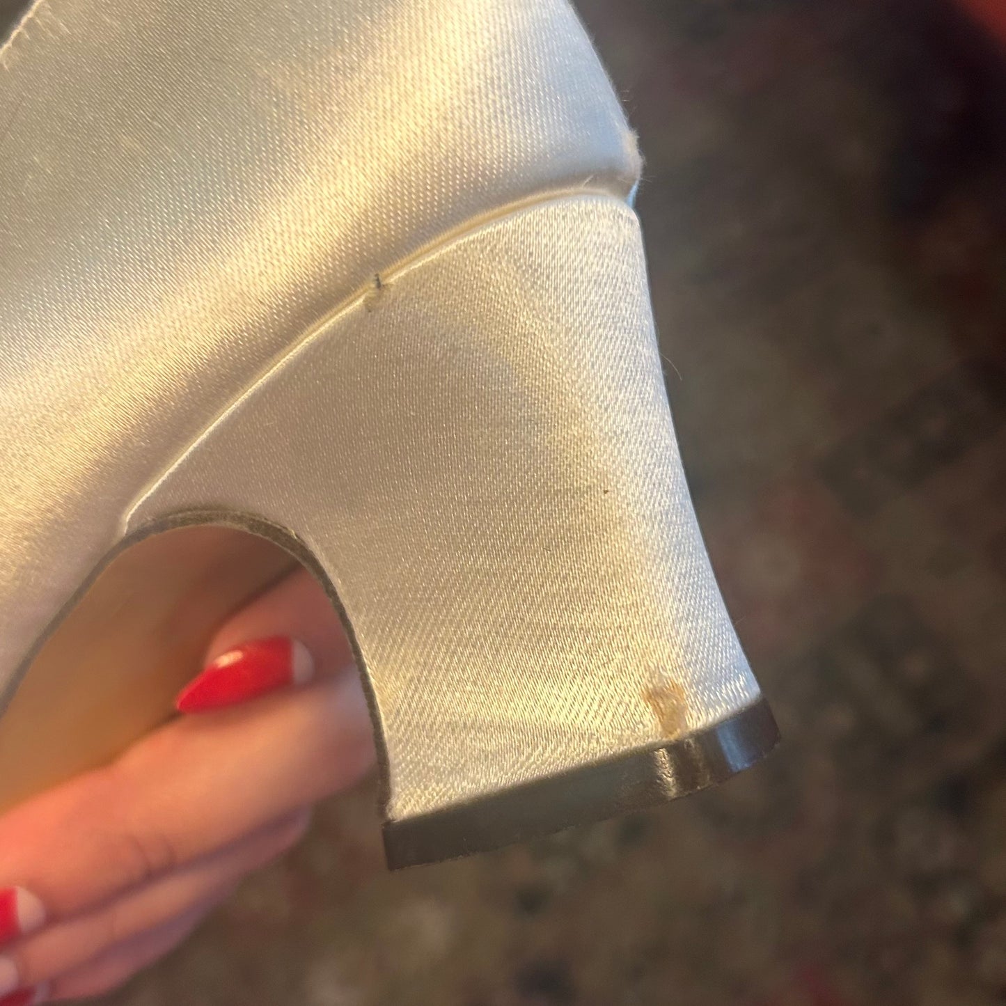 1950s Style Bridal Satin Block Heels Size 3