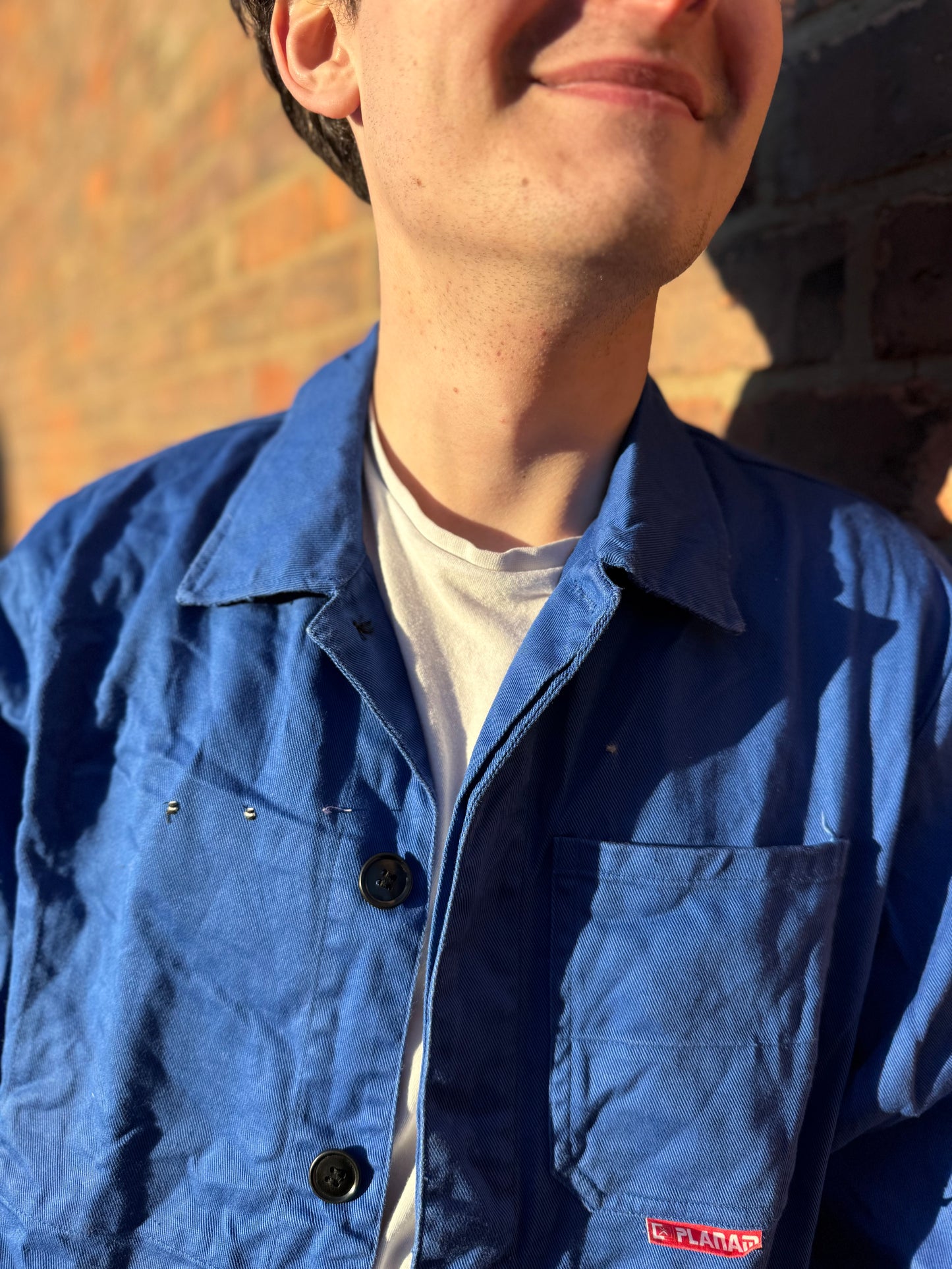 Vintage European Blue Work Jacket Classic Utility Shirt Jacket Large