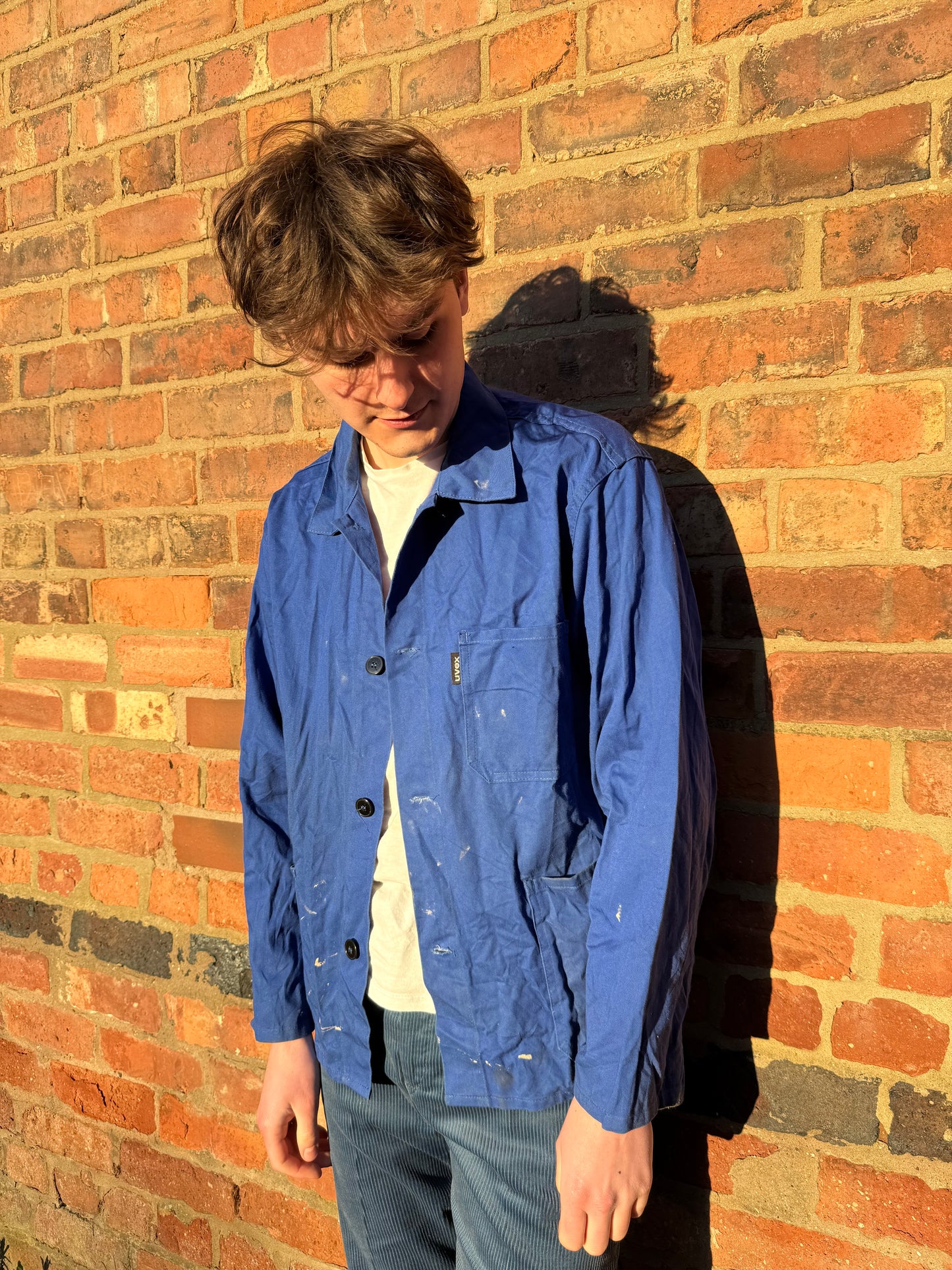 Vintage Well Worn European Chore Jacket Deep Blue Large