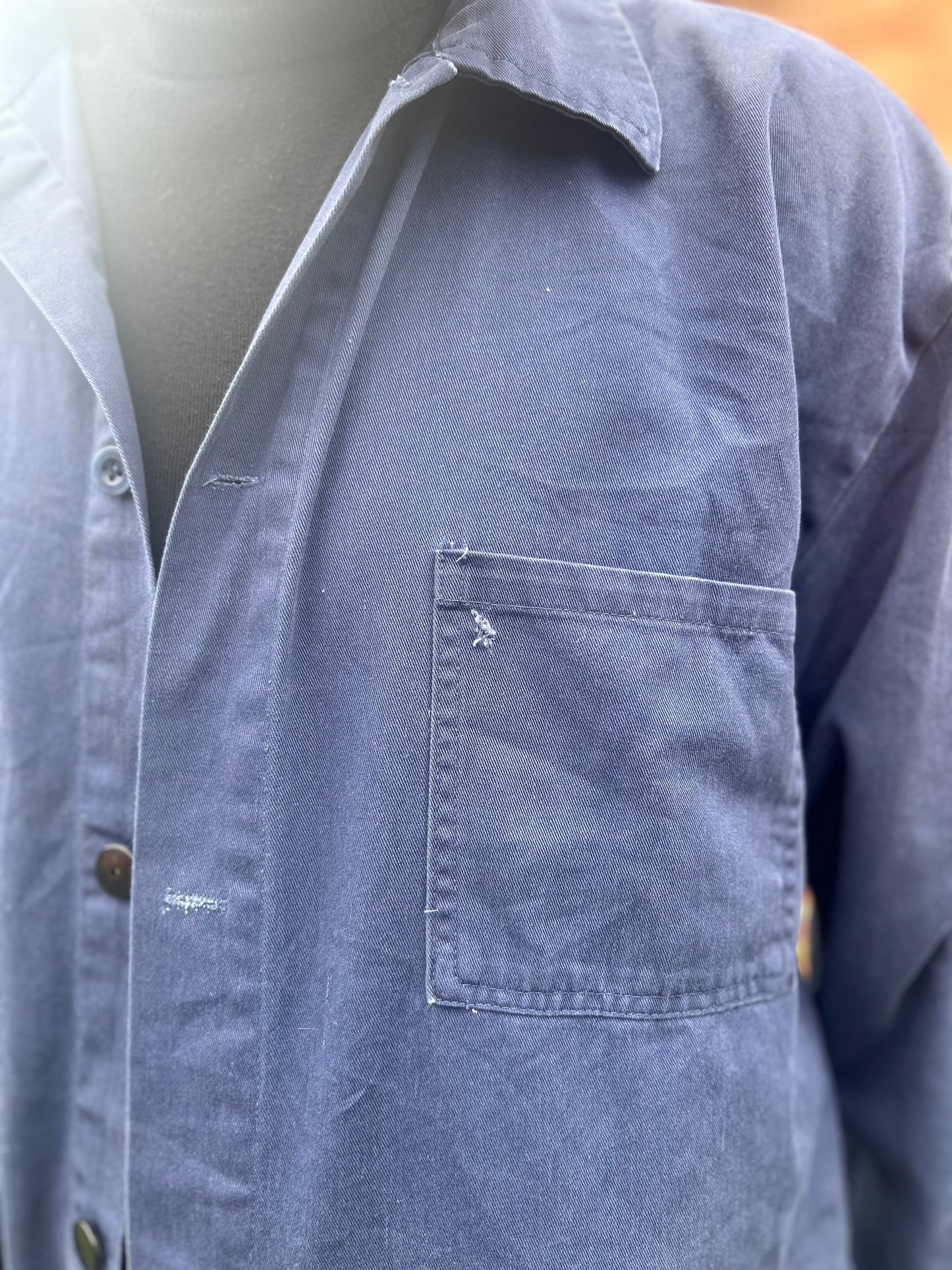 Vintage European Work Wear Blue Chore Jacket Large