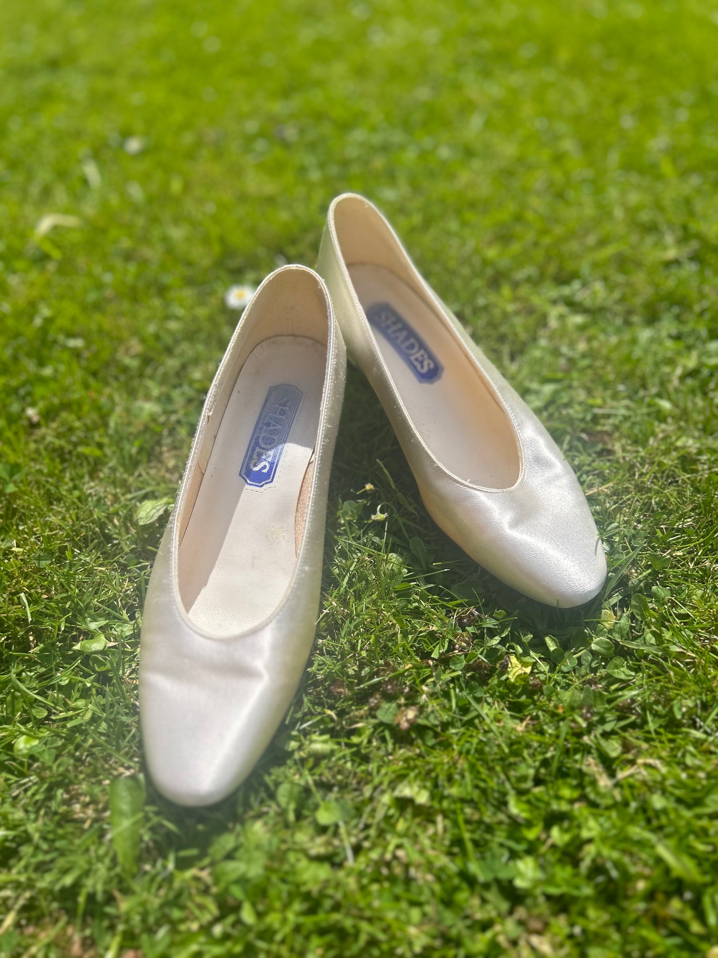 1950s Style Bridal Satin Block Heels Size 3