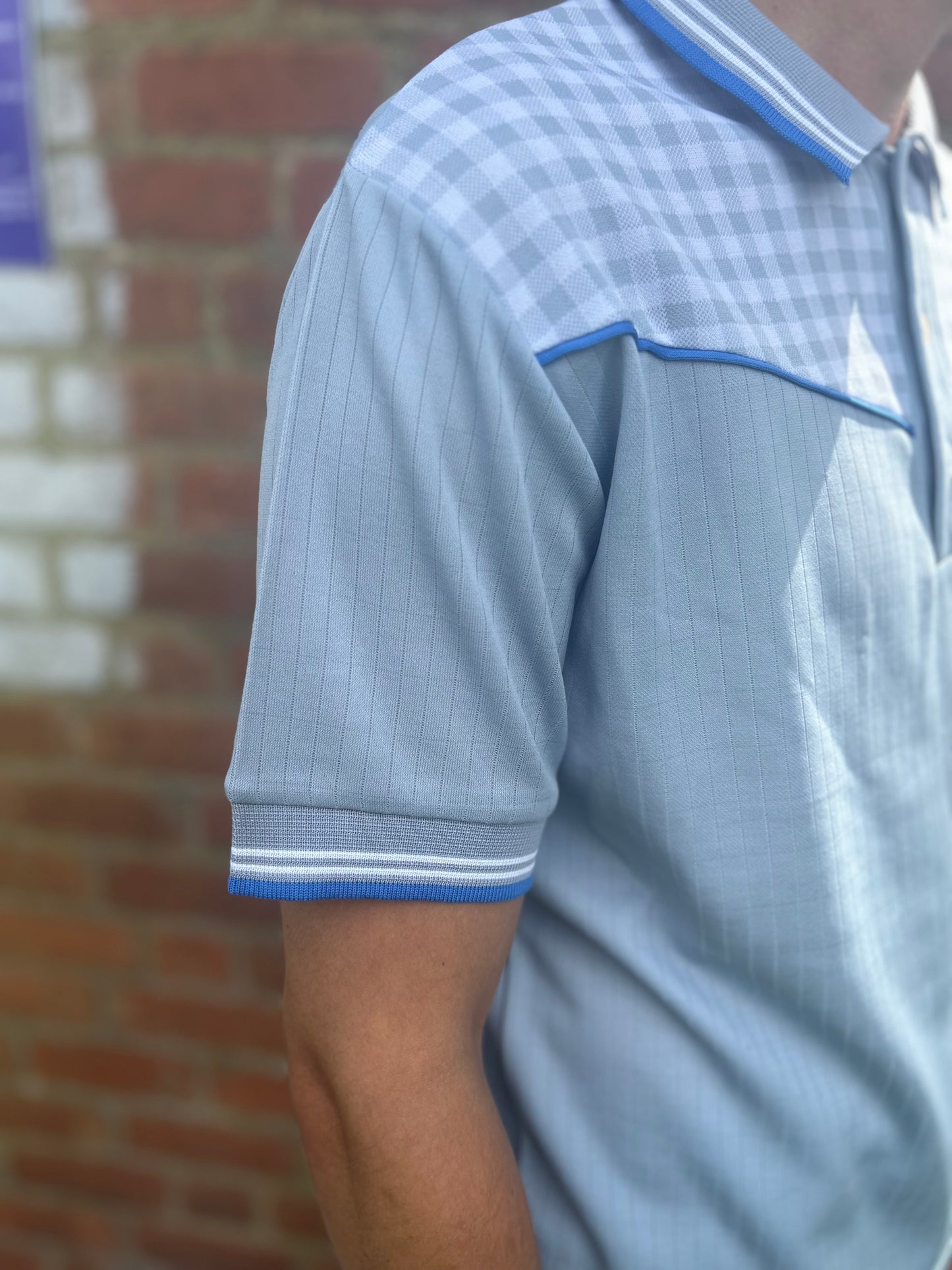 Vintage Blue Checkered Polo Shirt Extra Large