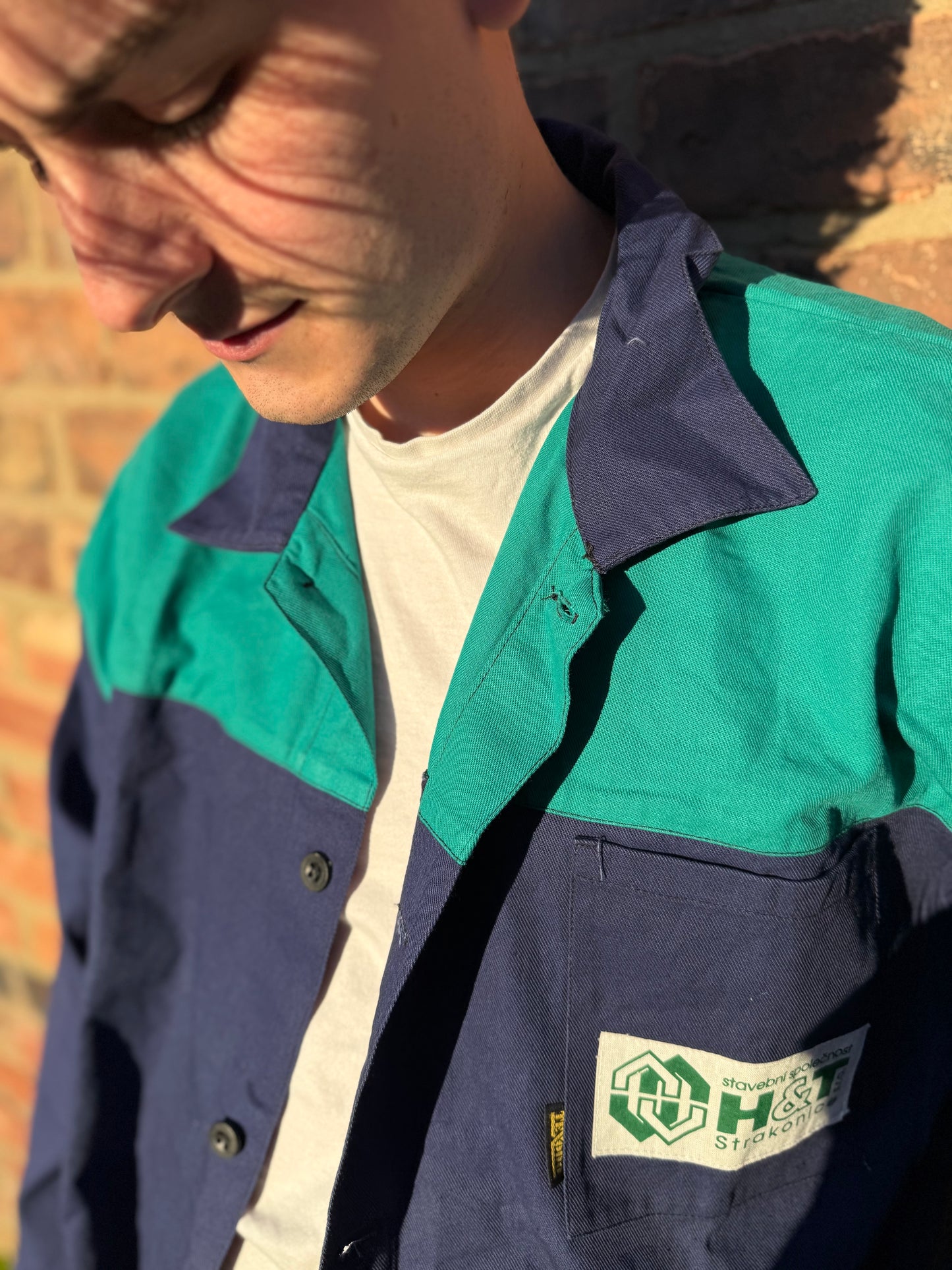 Vintage Unique Chore Jacket European Style Turquoise Accent Extra Large