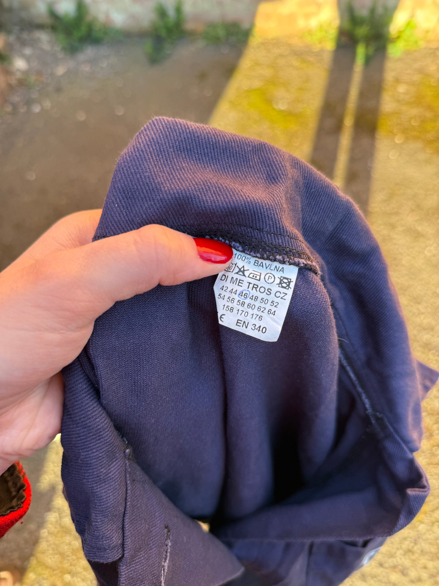 Vintage European Work Dark Blue Jacket Durable Cotton Chore Jacket White Logo Medium