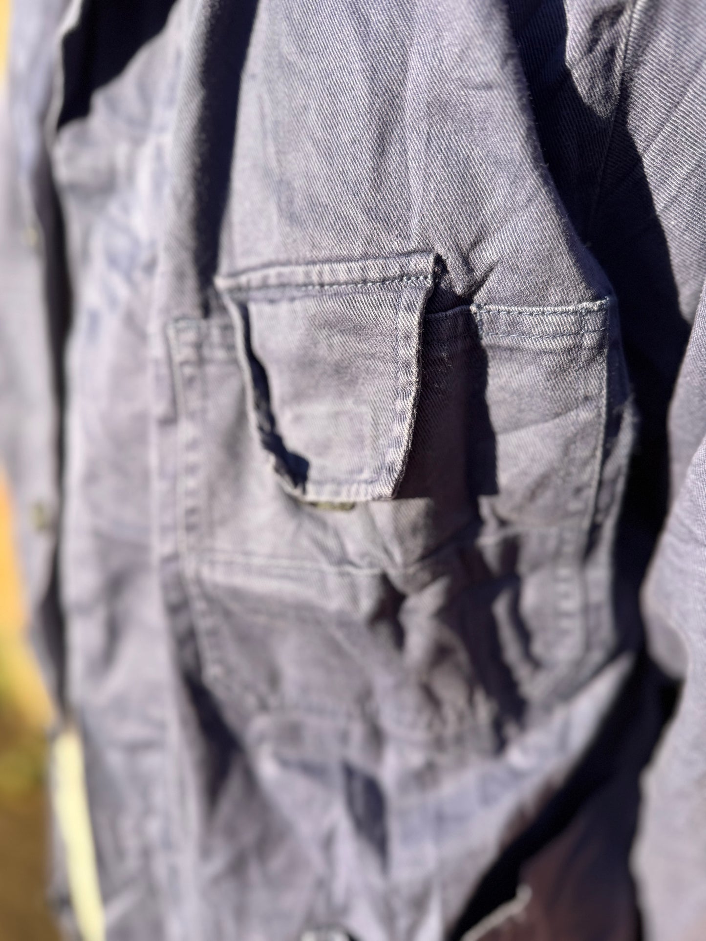 Vintage Faded European Work Jacket Classic Utility Style Multiple Pockets Large