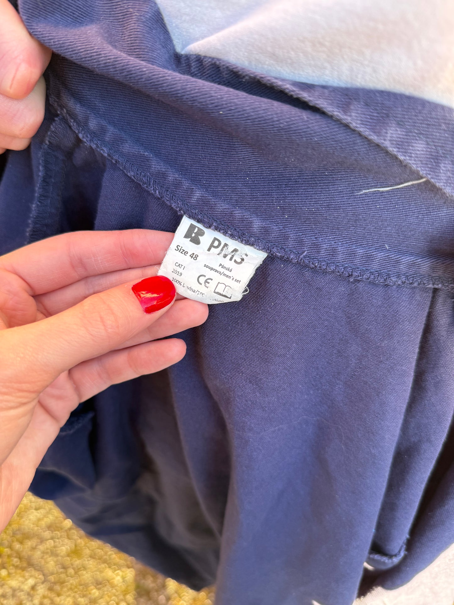 Classic Vintage Workwear Pocket Logo Blue Chore Jacket Dark Blue Large