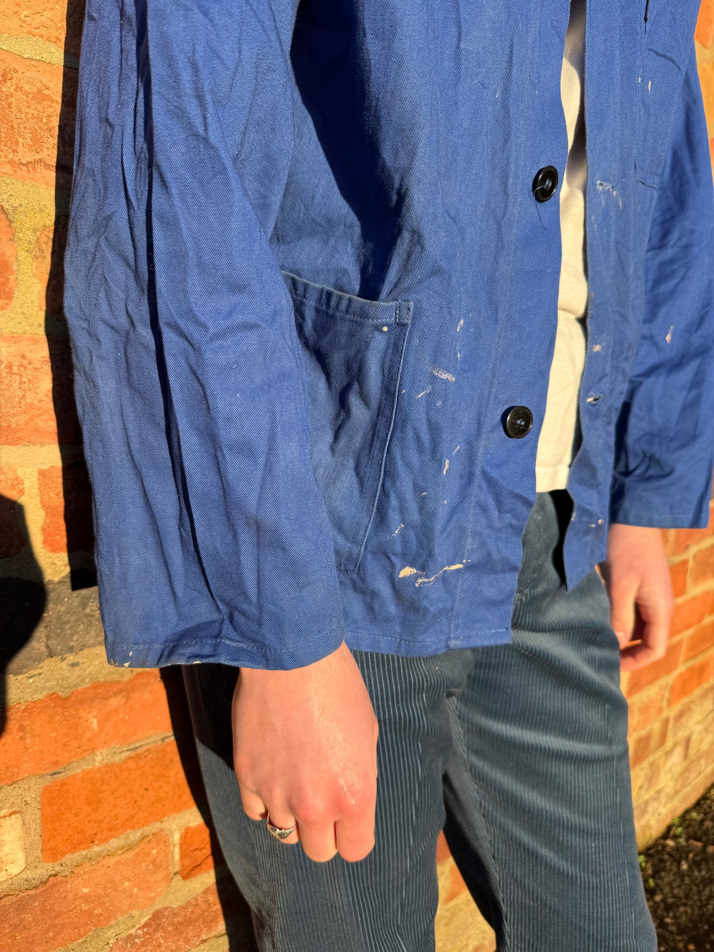 Vintage Well Worn European Chore Jacket Deep Blue Large