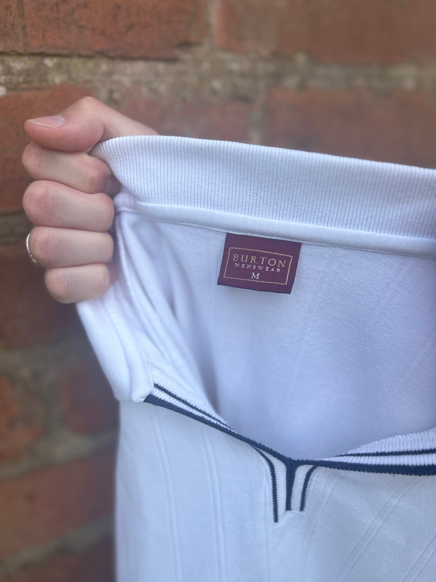 Vintage Style Burton Polo Open Collared with Navy Detailing