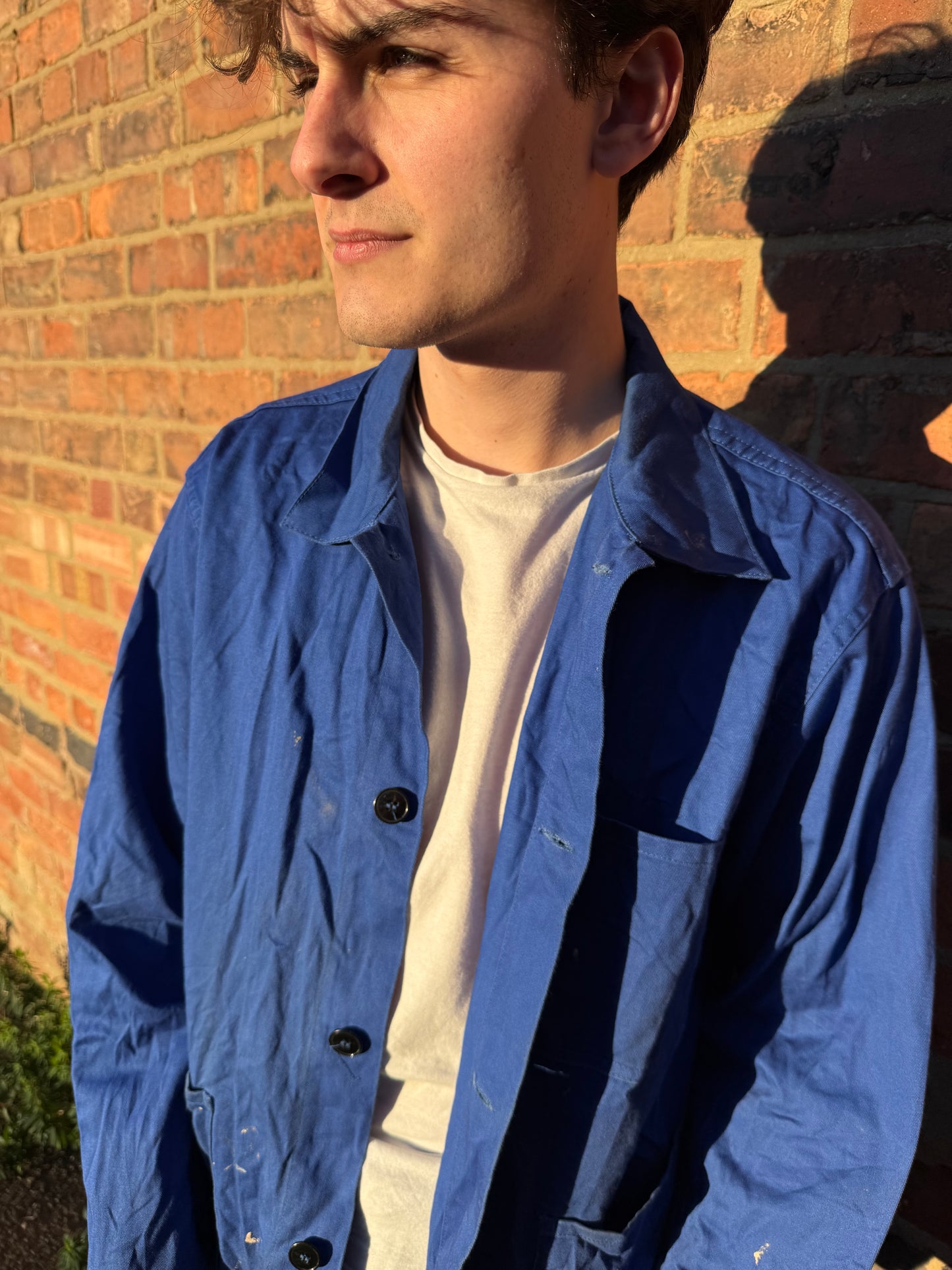 Vintage Well Worn European Chore Jacket Deep Blue Large