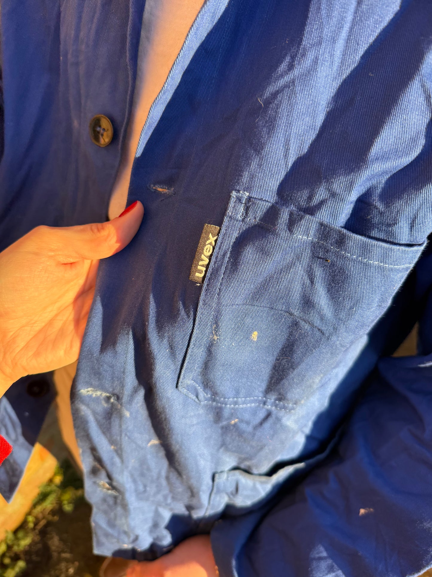 Vintage Well Worn European Chore Jacket Deep Blue Large