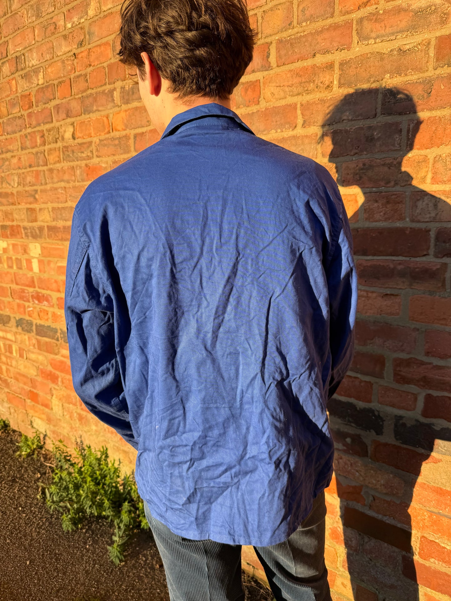 Vintage Well Worn European Chore Jacket Deep Blue Large