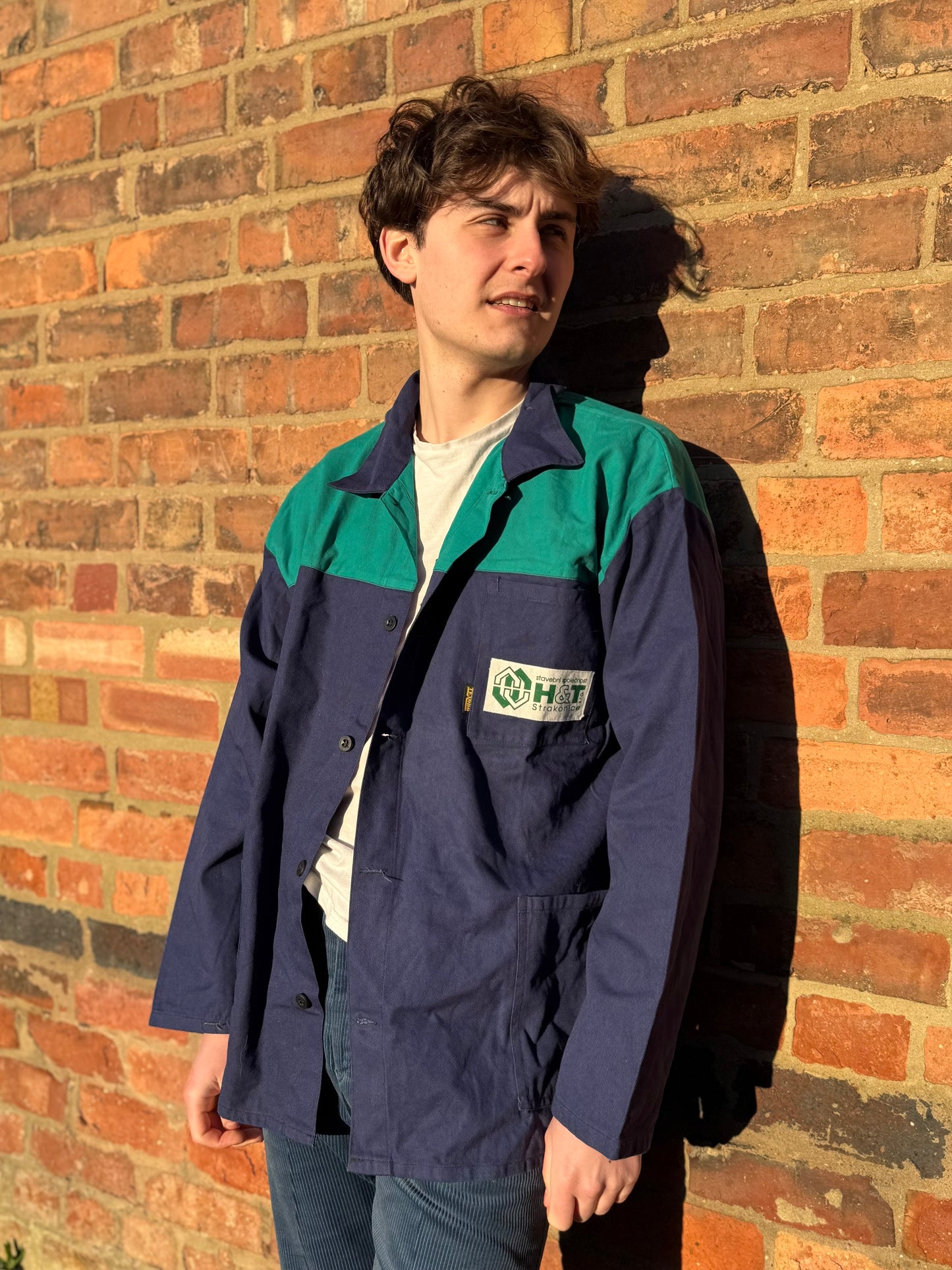 Vintage Unique Chore Jacket European Style Turquoise Accent Extra Large