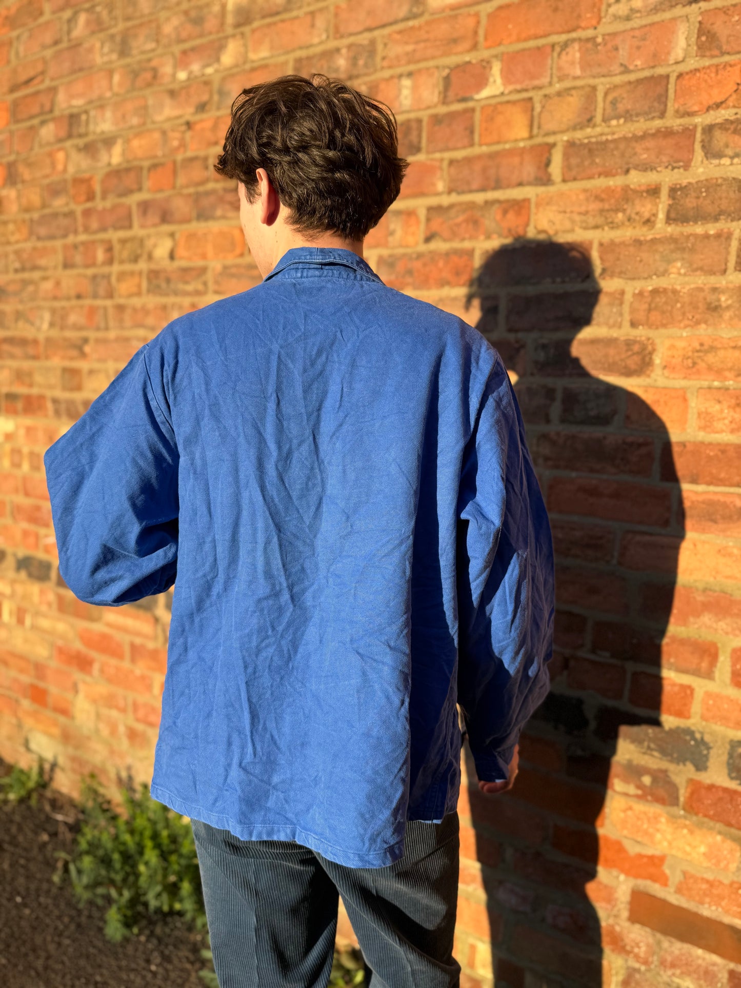 Vintage European Work Jacket Embroidered Symbol Classic Utility Shirt Jacket Large