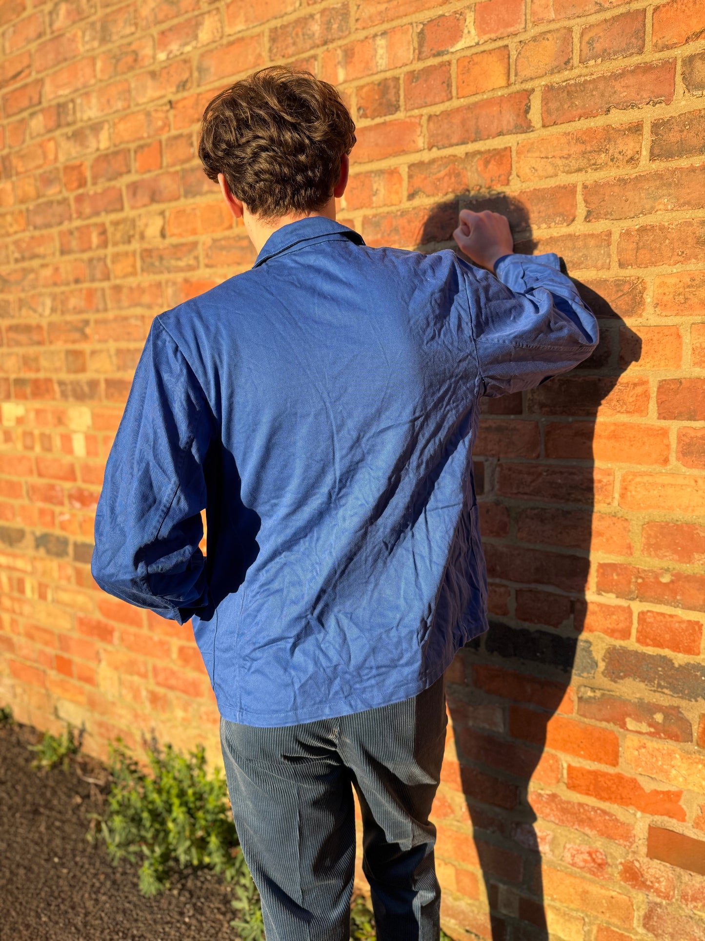 Vintage European Blue Work Jacket Classic Utility Shirt Jacket Large