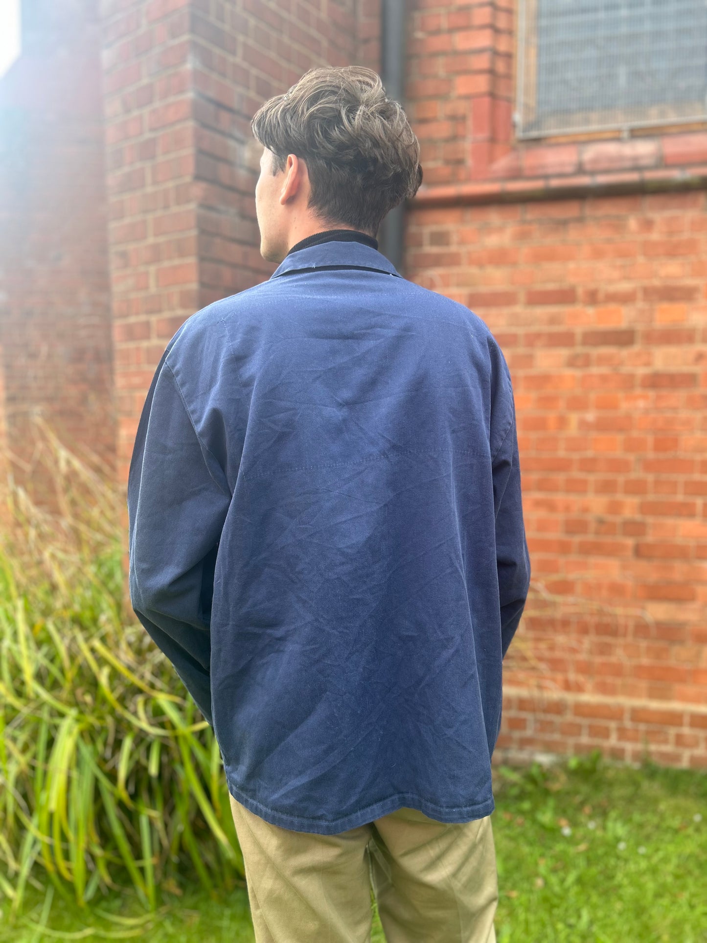 Vintage European Work Wear Blue Chore Jacket Large