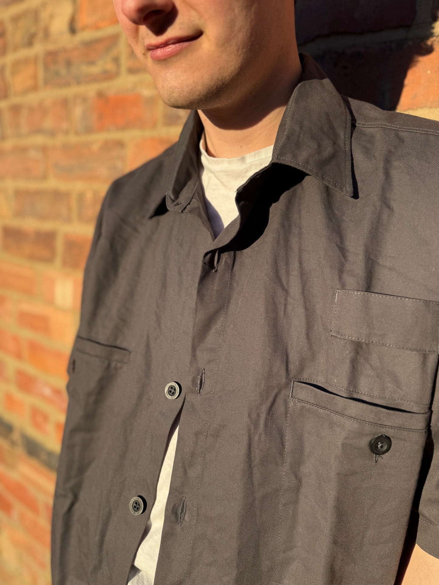 Vintage European Workwear Grey Short Sleeved Shirt Extra Large