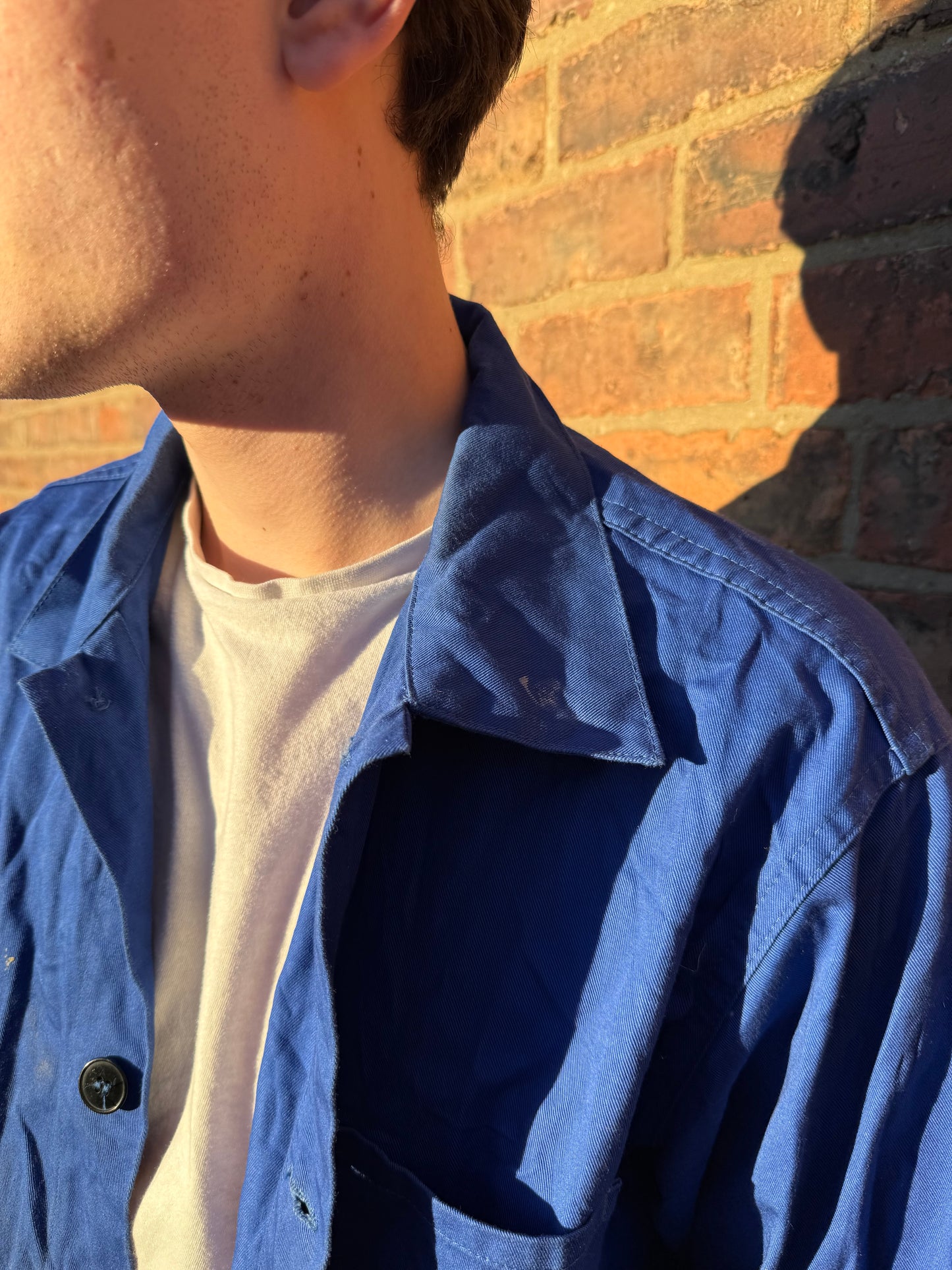 Vintage Well Worn European Chore Jacket Deep Blue Large