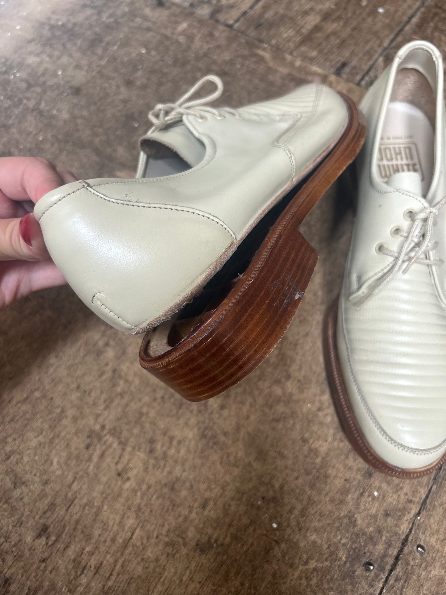 1960s Cream Shoes Needs Reworking Size 8