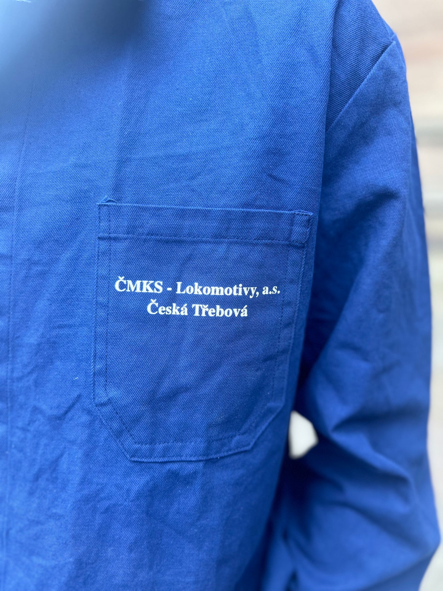 Vintage European Blue Work Jacket Czech Locomotives Large
