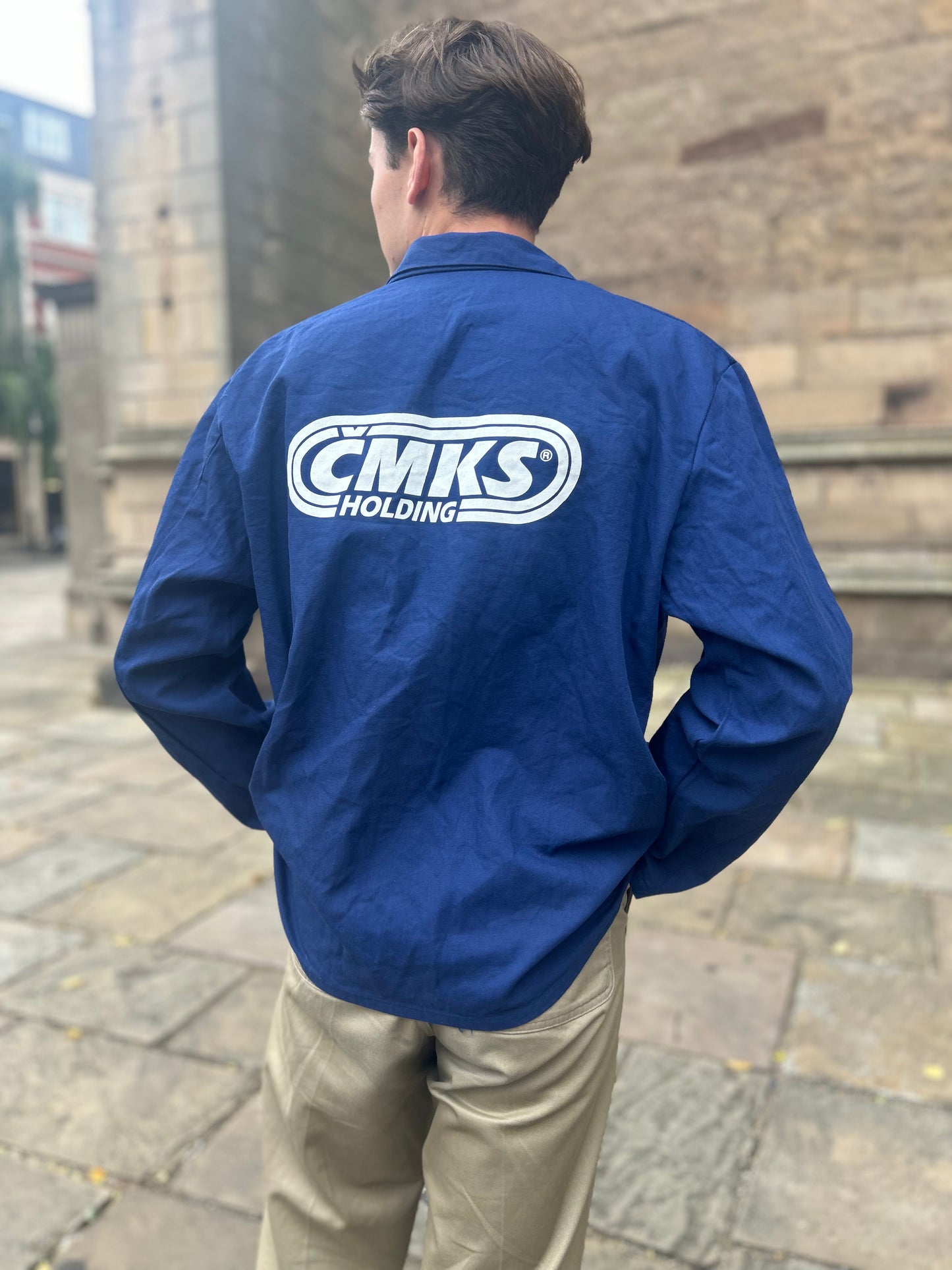 Vintage European Blue Work Jacket Czech Locomotives Large