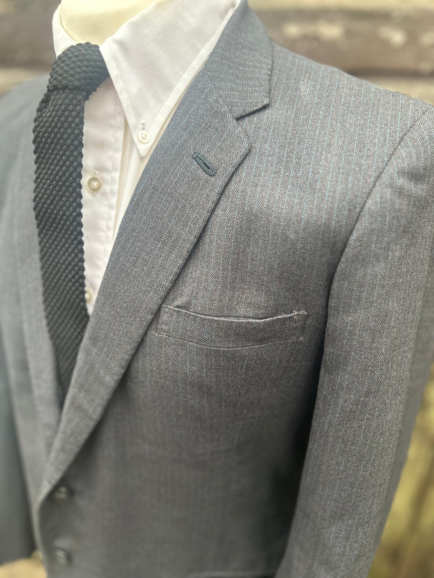 Vintage 1960s Striped Blazer Skinny Lapel Two Button Sydney Levy Made In Derby