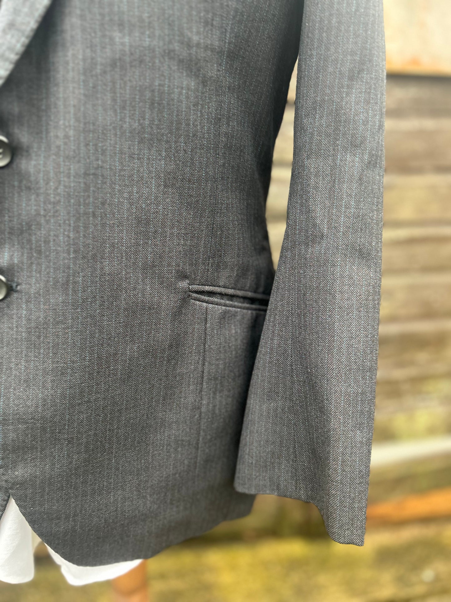 Vintage 1960s Striped Blazer Skinny Lapel Two Button Sydney Levy Made In Derby