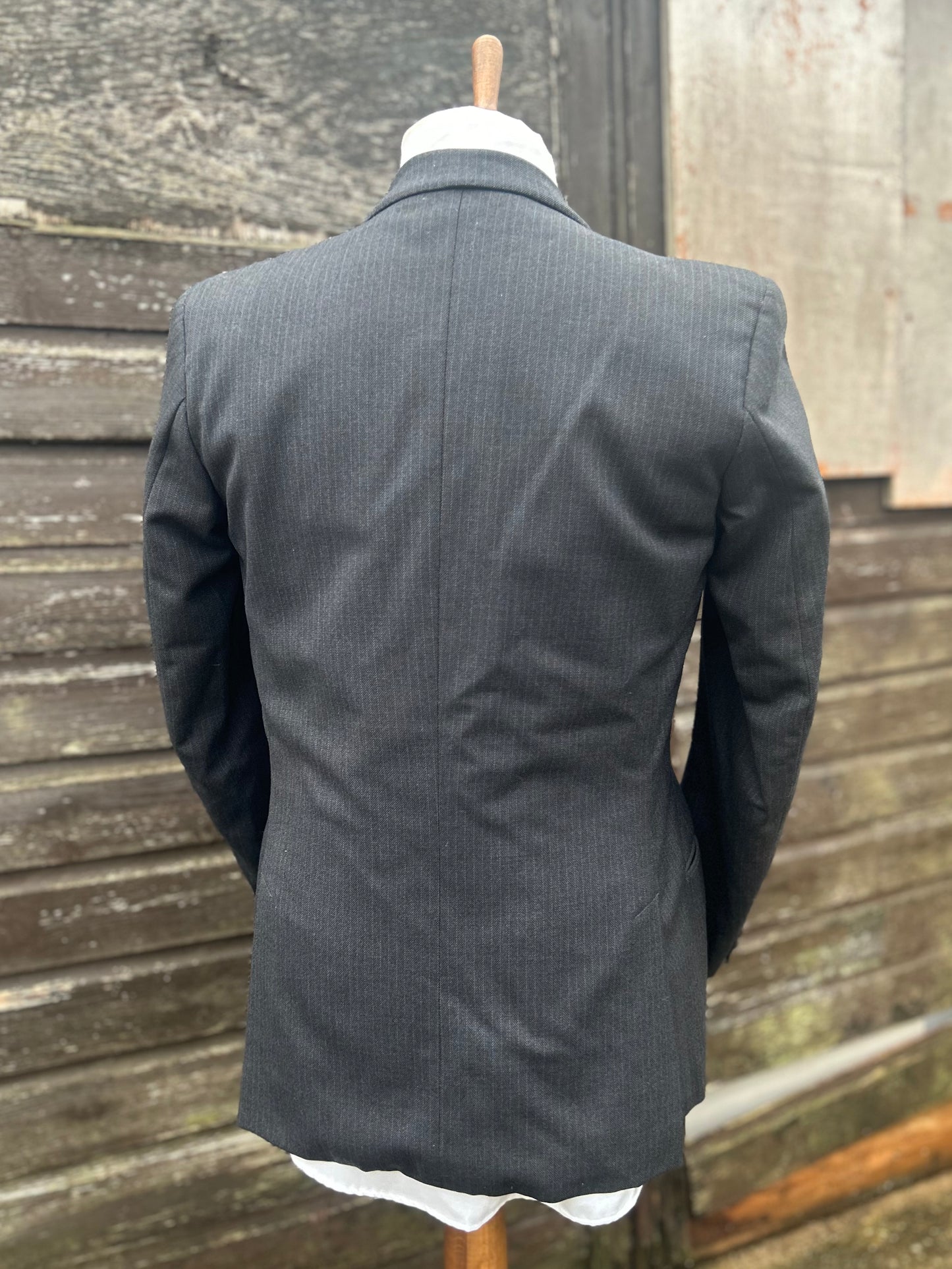 Vintage 1960s Striped Blazer Skinny Lapel Two Button Sydney Levy Made In Derby