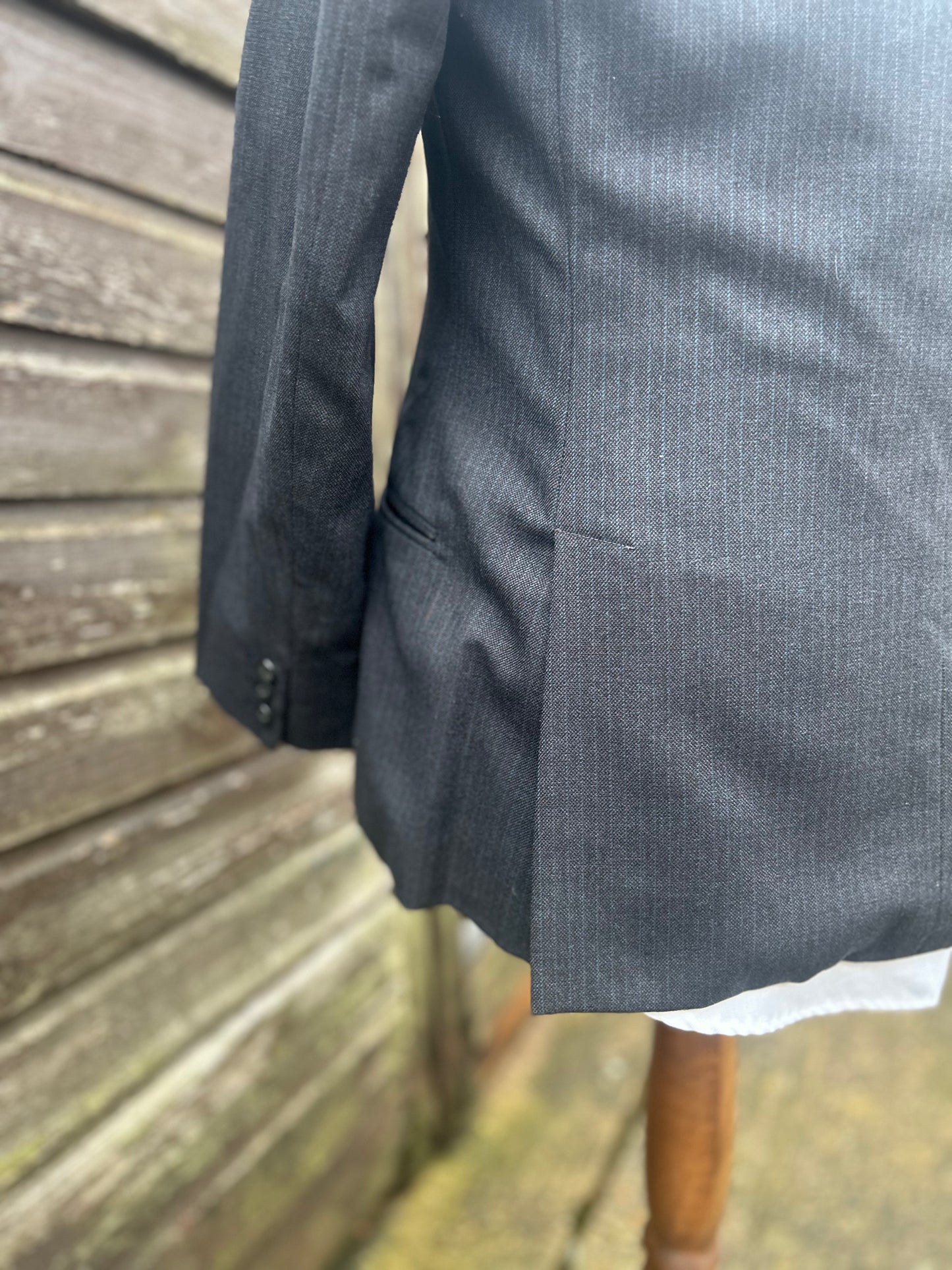 Vintage 1960s Striped Blazer Skinny Lapel Two Button Sydney Levy Made In Derby