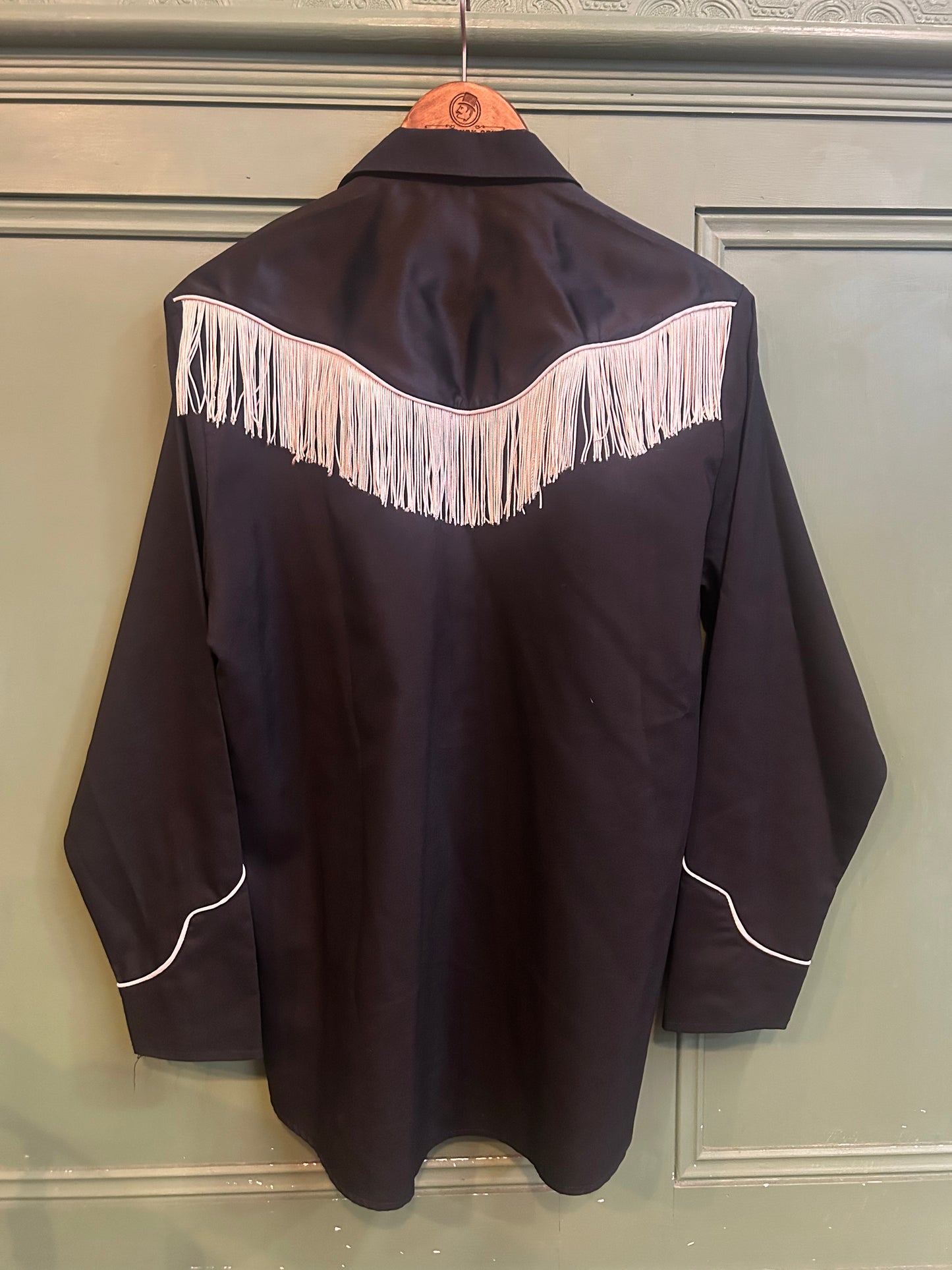 Vintage American TEJAS Western Cowboy Shirt Fringe Detail Press Stud Closure Medium