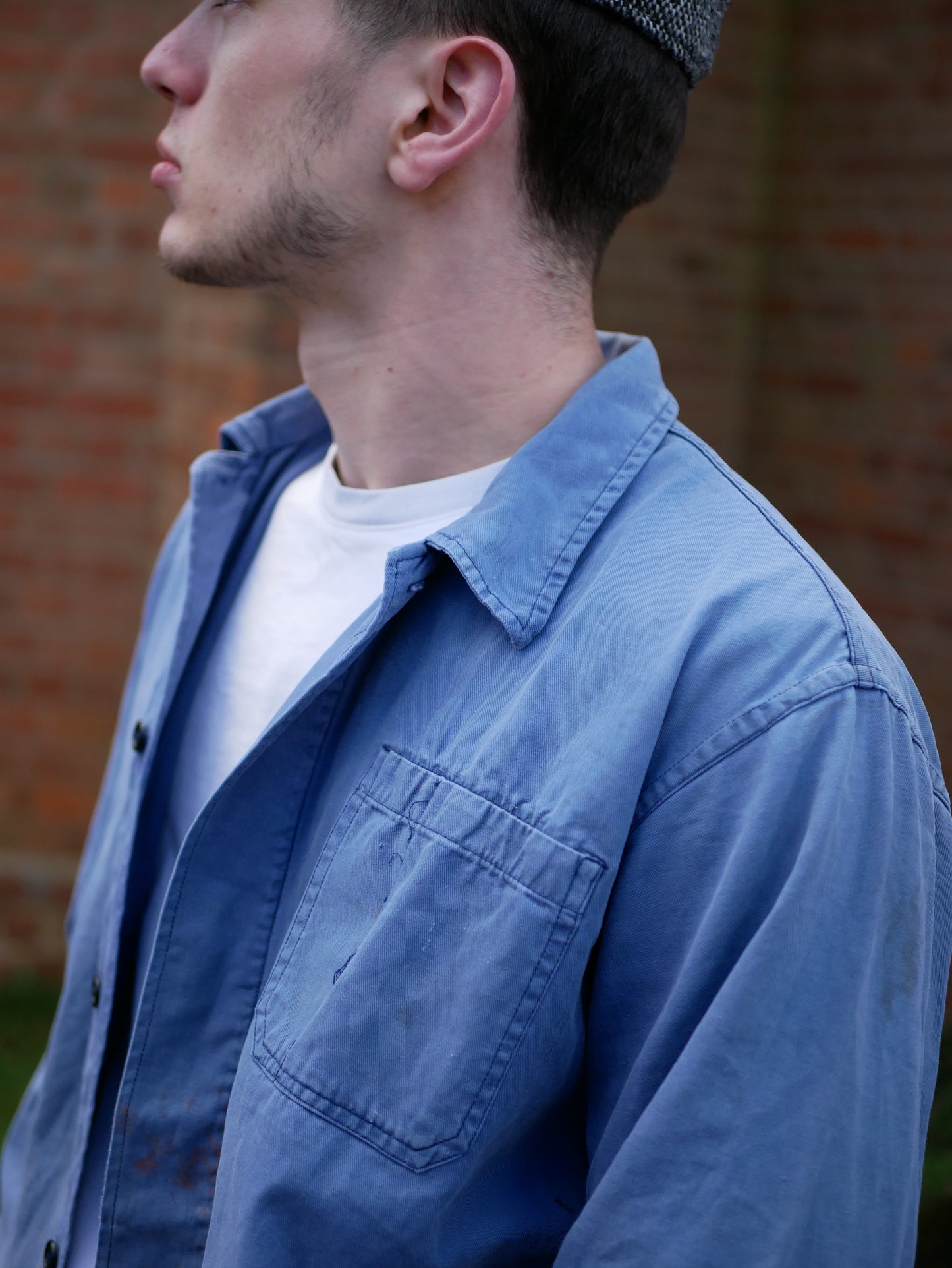 Vintage European Style Chore/Work Jacket Light Blue Well Worn Small Medium