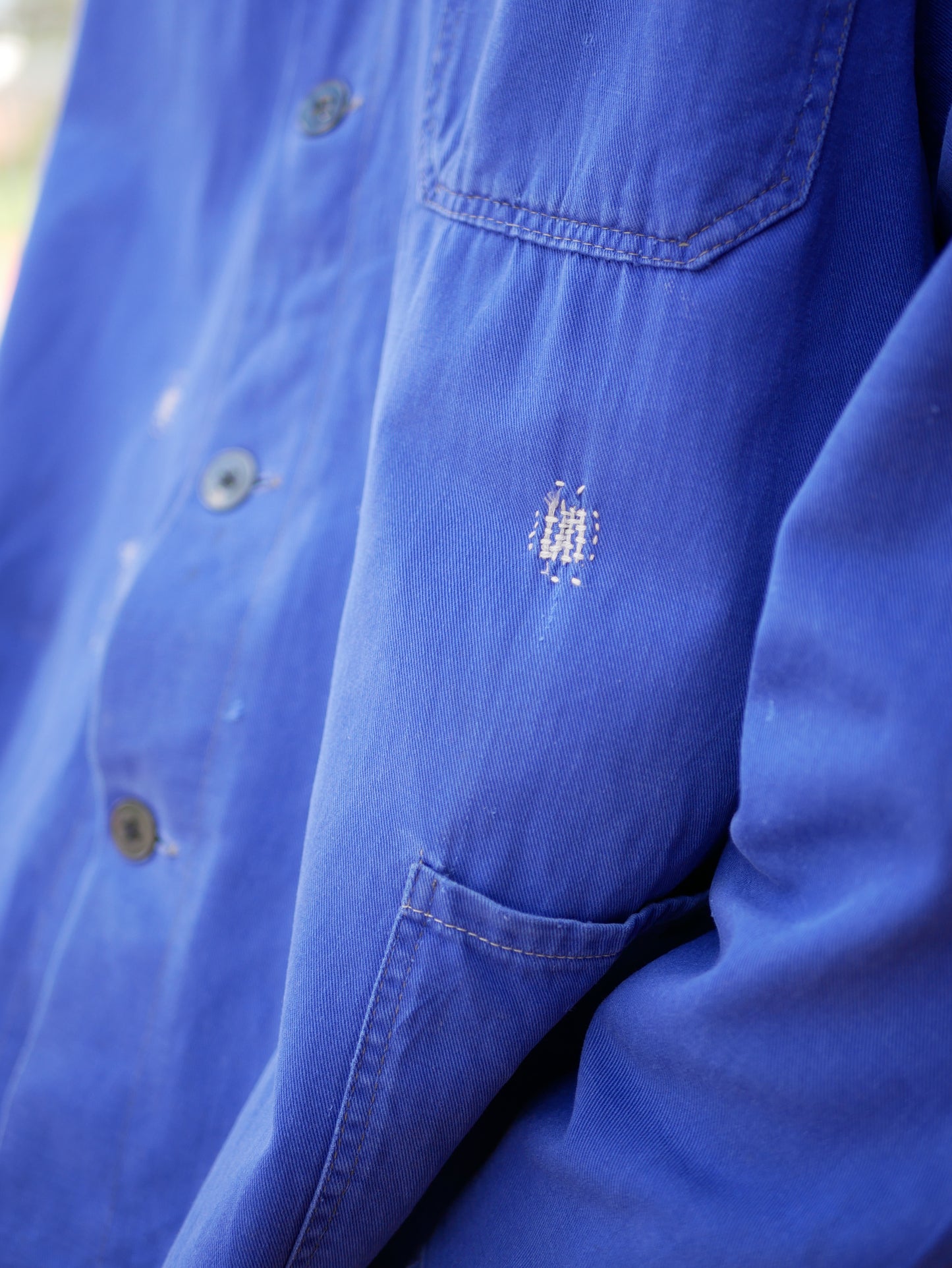 Vintage European Deep Blue Chore/Work Jacket Unique Repairs Large