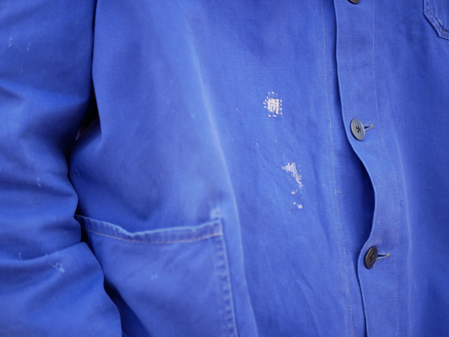 Vintage European Deep Blue Chore/Work Jacket Unique Repairs Large