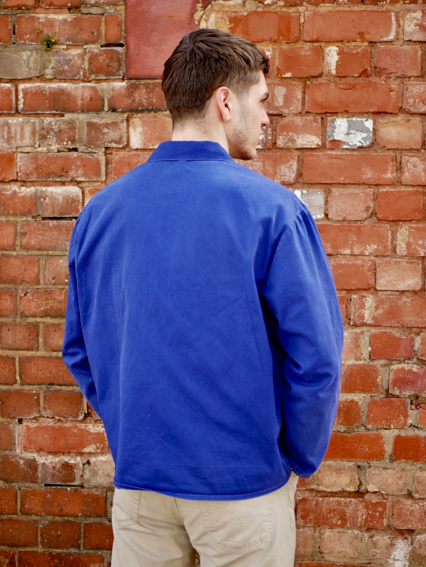 Vintage European Deep Blue Chore/Work Jacket Unique Repairs Large