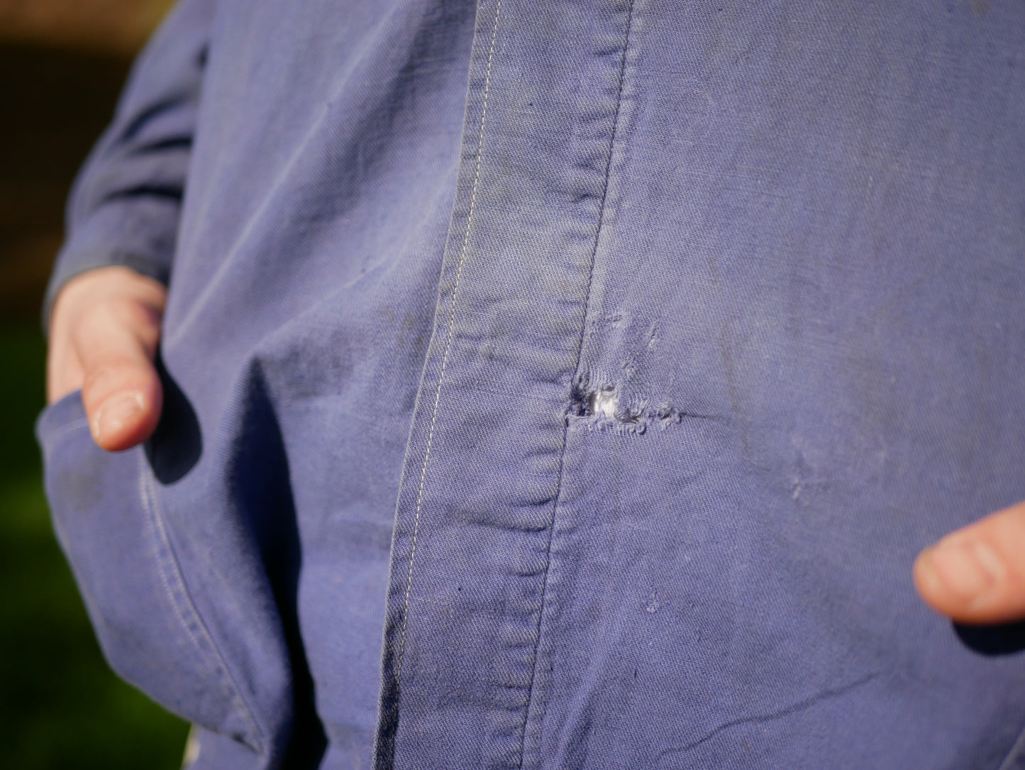 Vintage European Style Chore/Work Jacket Light Blue Well Worn Condition Medium Large