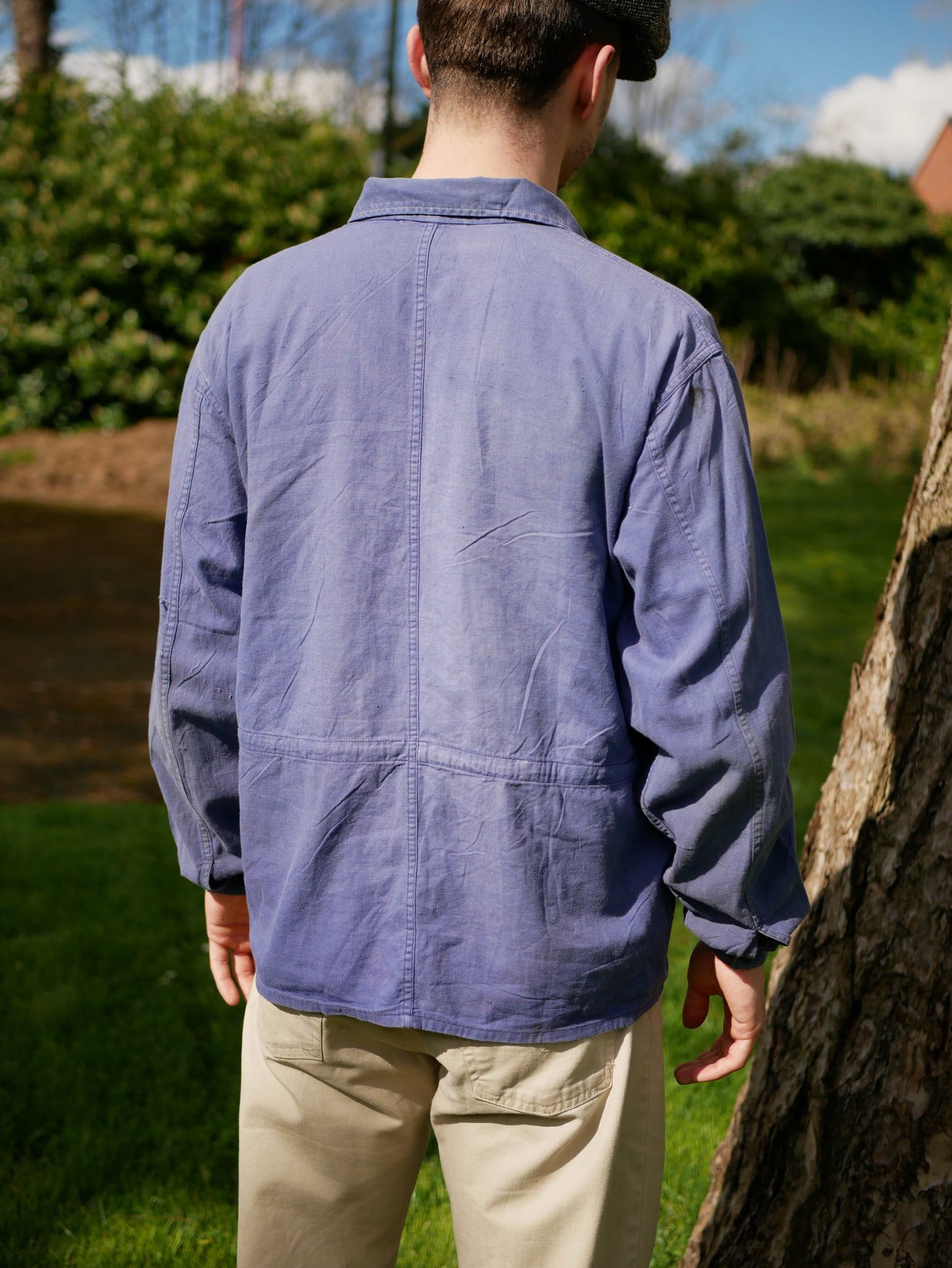 Vintage European Style Chore/Work Jacket Light Blue Well Worn Condition Medium Large