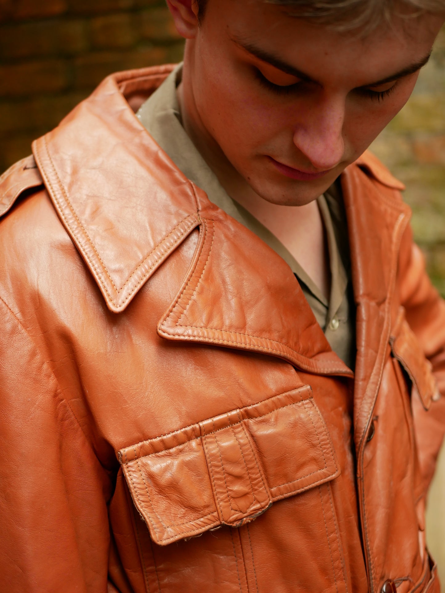 1970s American Mens Belted Leather Jacket