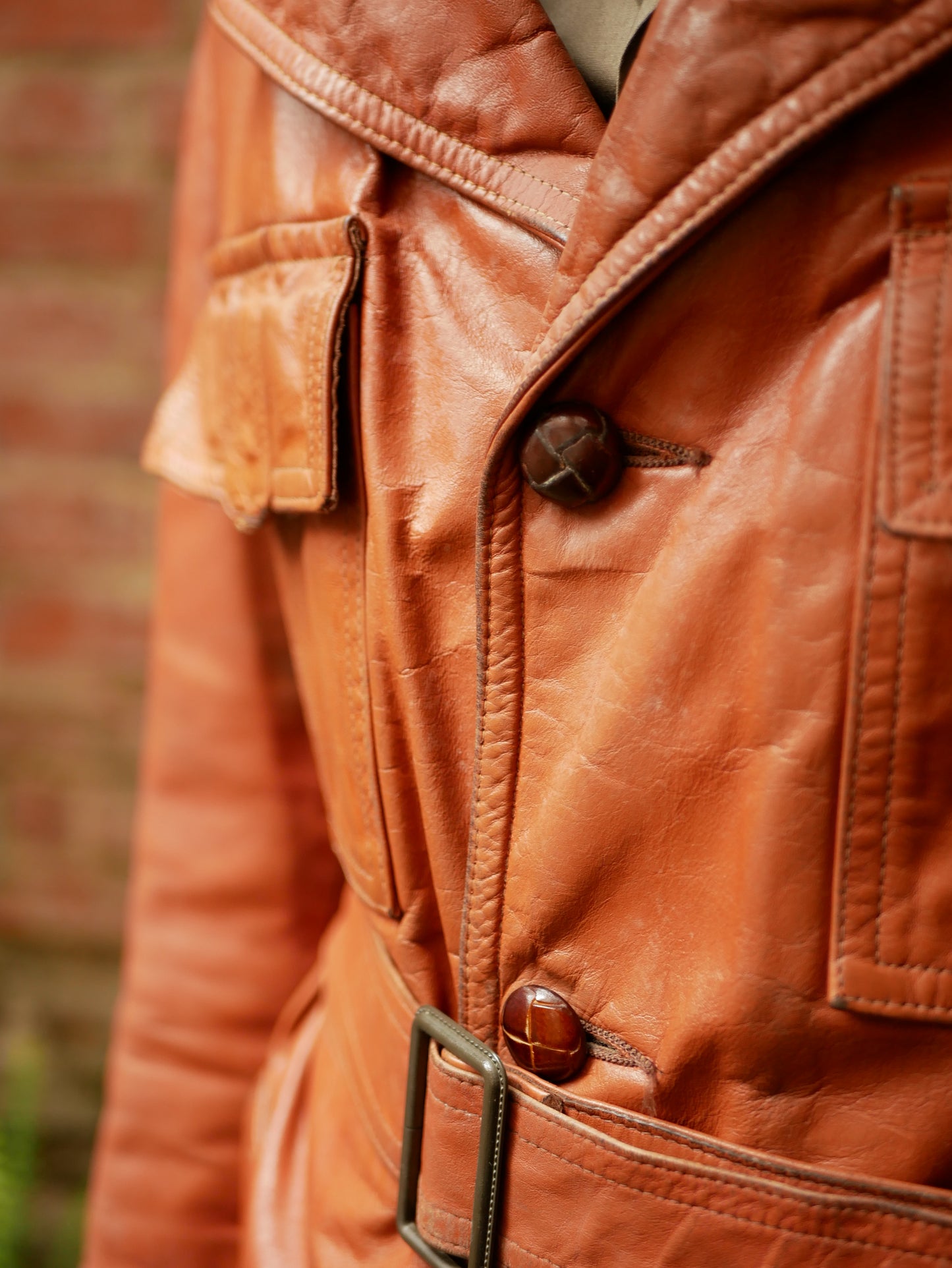1970s American Mens Belted Leather Jacket