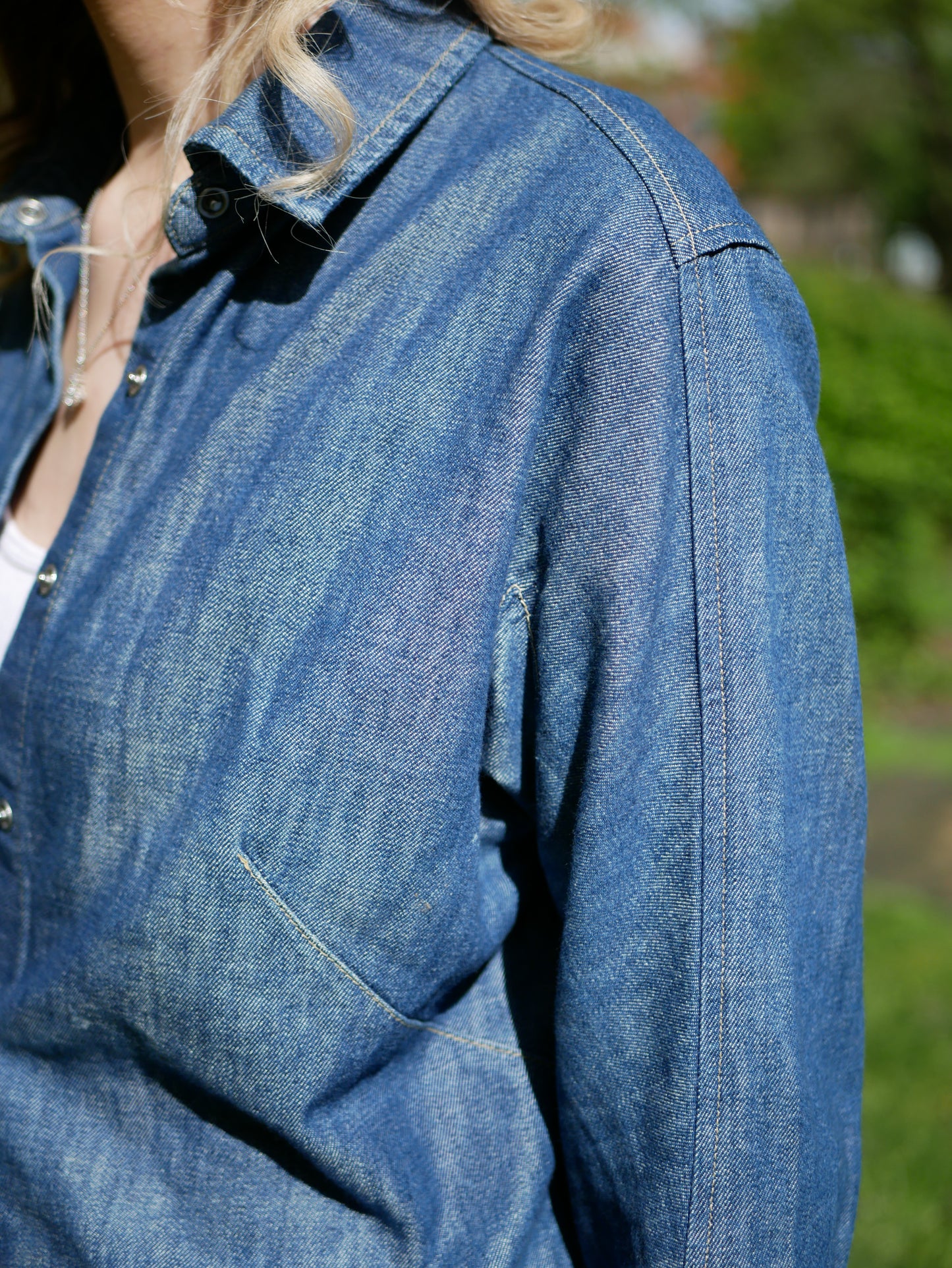 Vintage Womens Levi's Engineered Denim Shirt with Press Stud Long Sleeved Medium