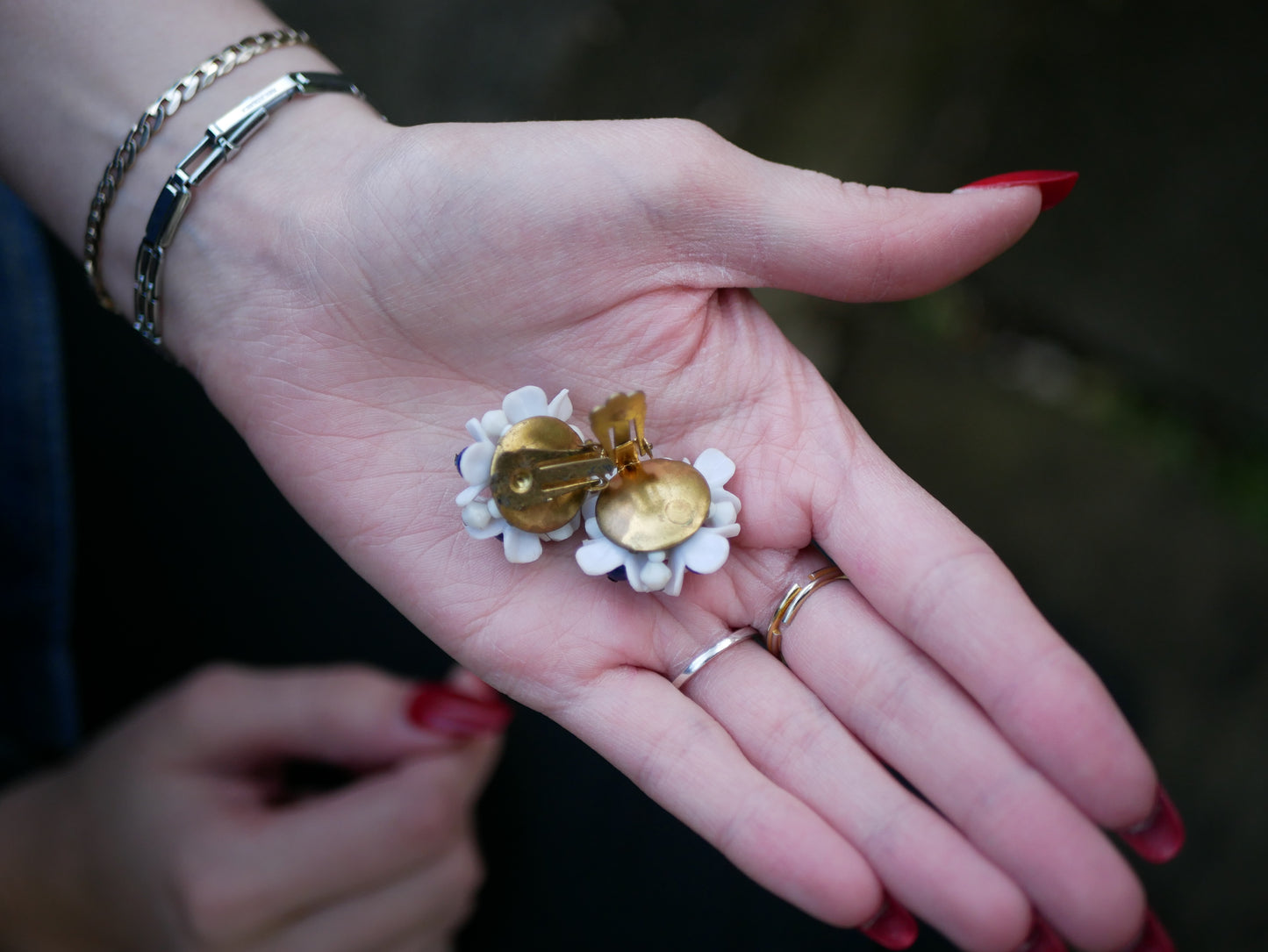 Vintage Beaded Clip On Earrings