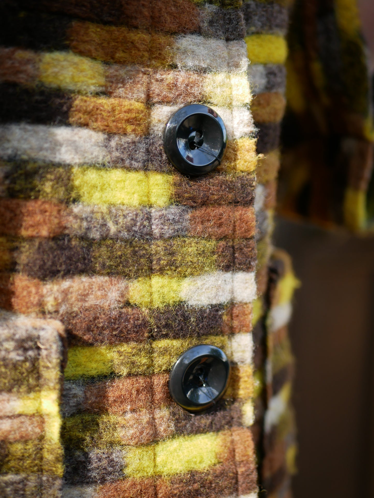 Vintage 1960s Womens Wool Cropped Sleeved Patterned Coat