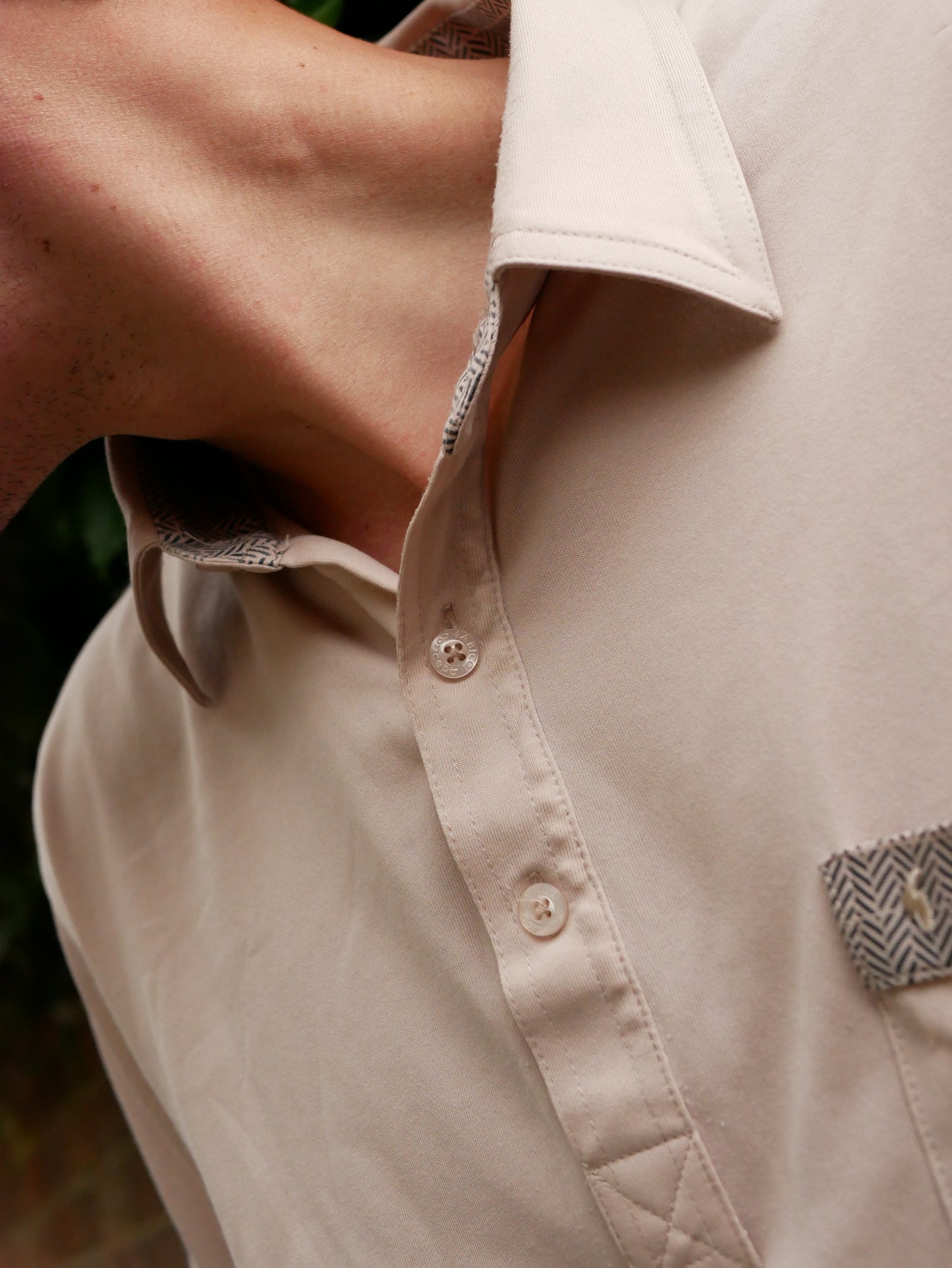 Vintage 1990s Beige Gabicci Polo Shirt with Pocket Detailing Extra Large