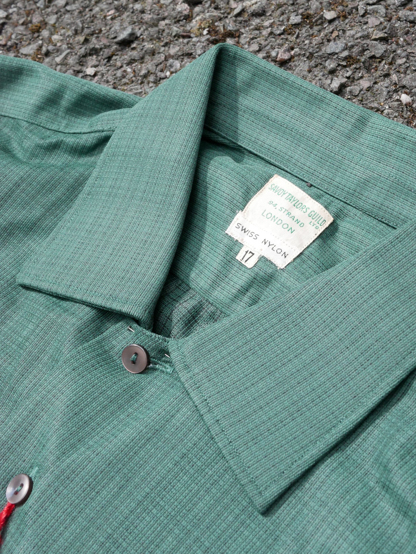 Vintage Late 60s, Early 70s Deadstock Green Collared Shirt Extra Large