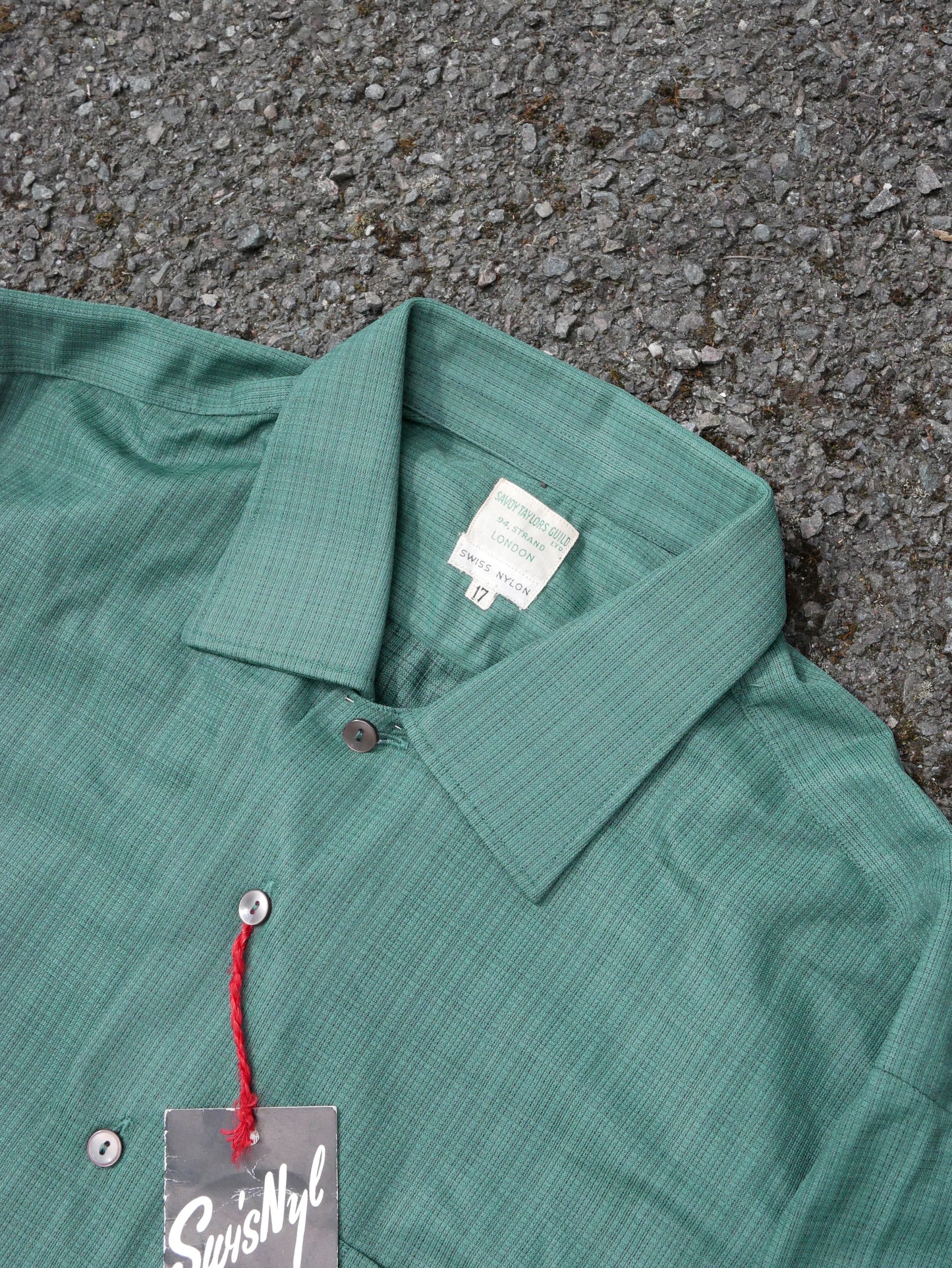Vintage Late 60s, Early 70s Deadstock Green Collared Shirt Extra Large